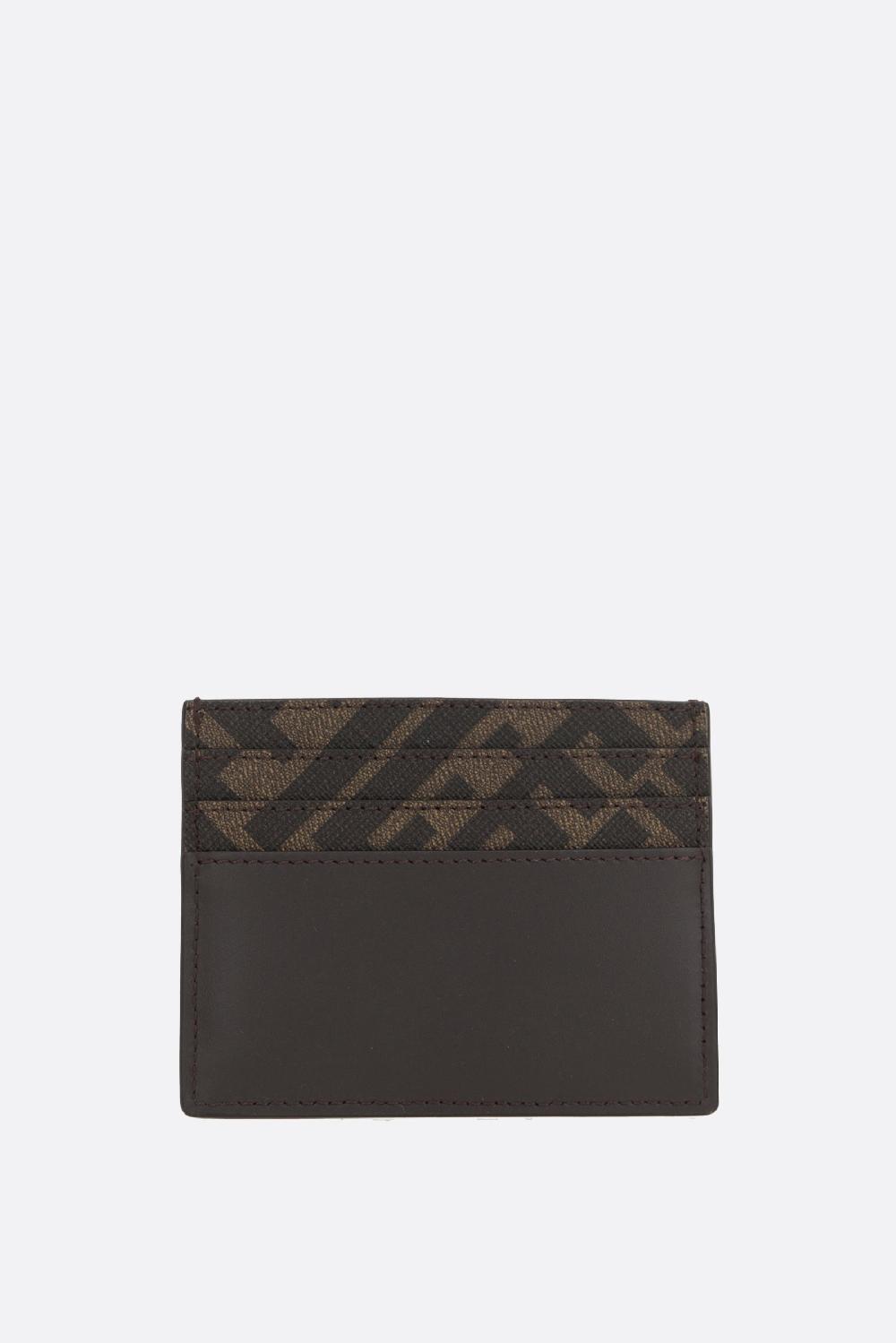 FENDI Porta Carte In Pelle Liscia E Canvas FF