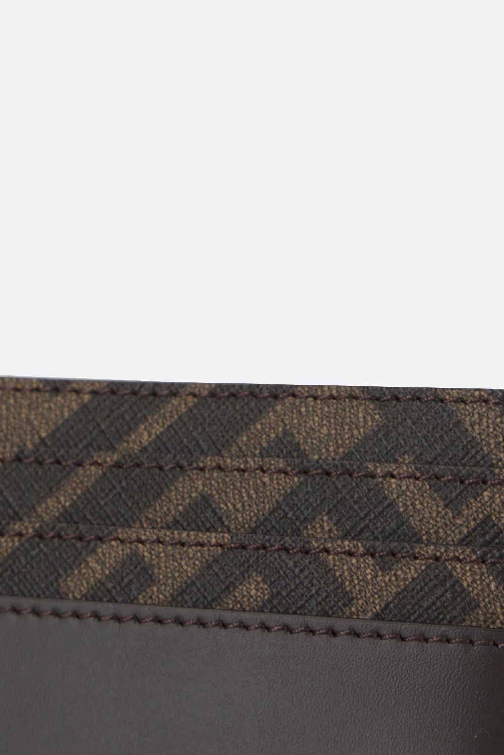 FENDI Porta Carte In Pelle Liscia E Canvas FF