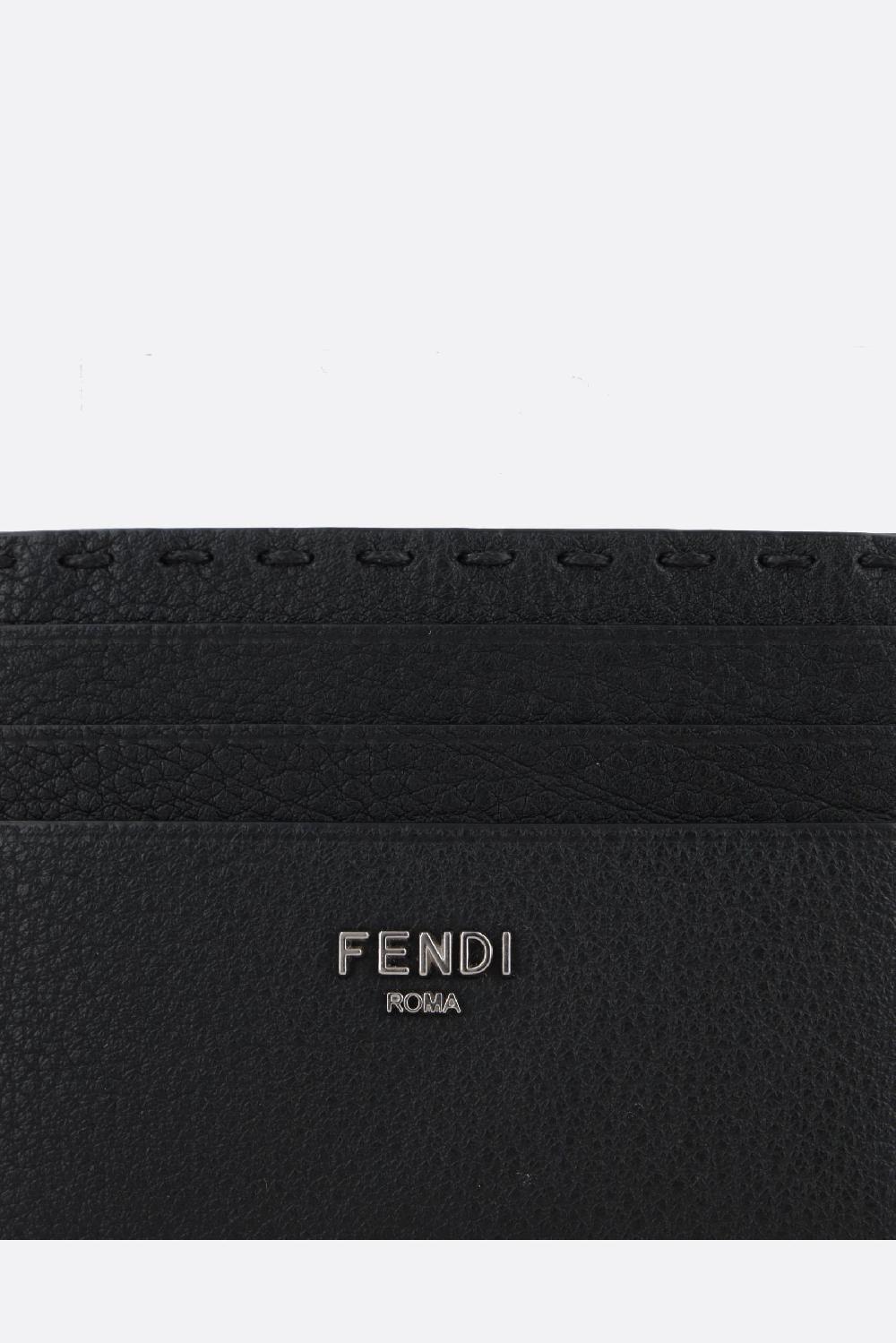 FENDI Porta Carte Selleria In Pelle Martellata
