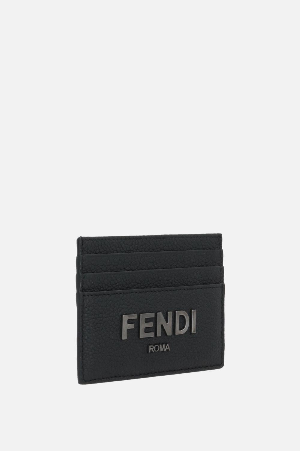 FENDI Porta Carte Signature In Pelle Martellata