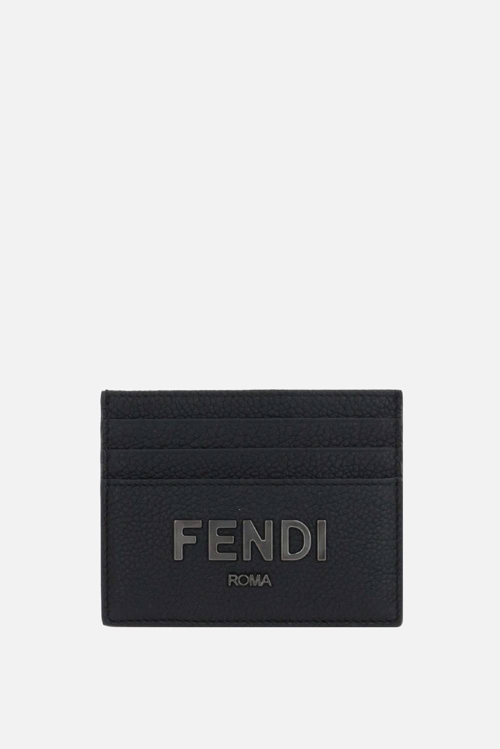 FENDI porta carte Signature in pelle martellata