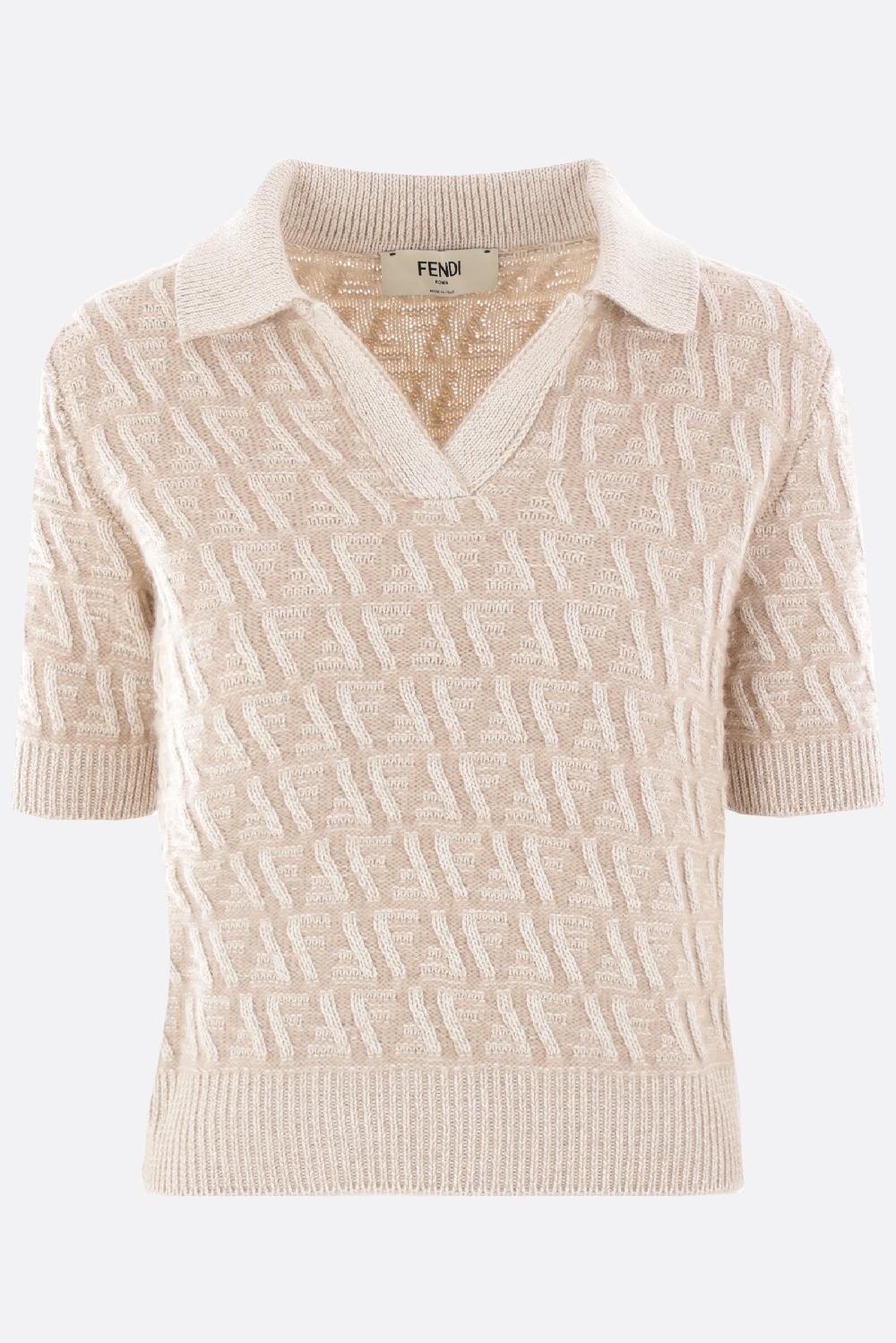 FENDI pullover a polo in seta lana e cashmere