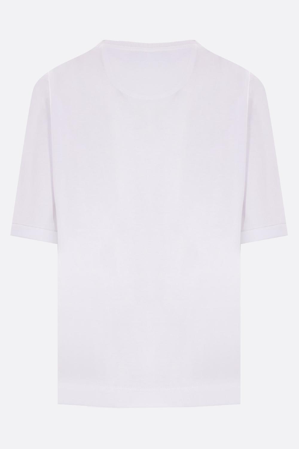 FENDI T-shirt Cropped In Cotone Ricamo Fendi Roma