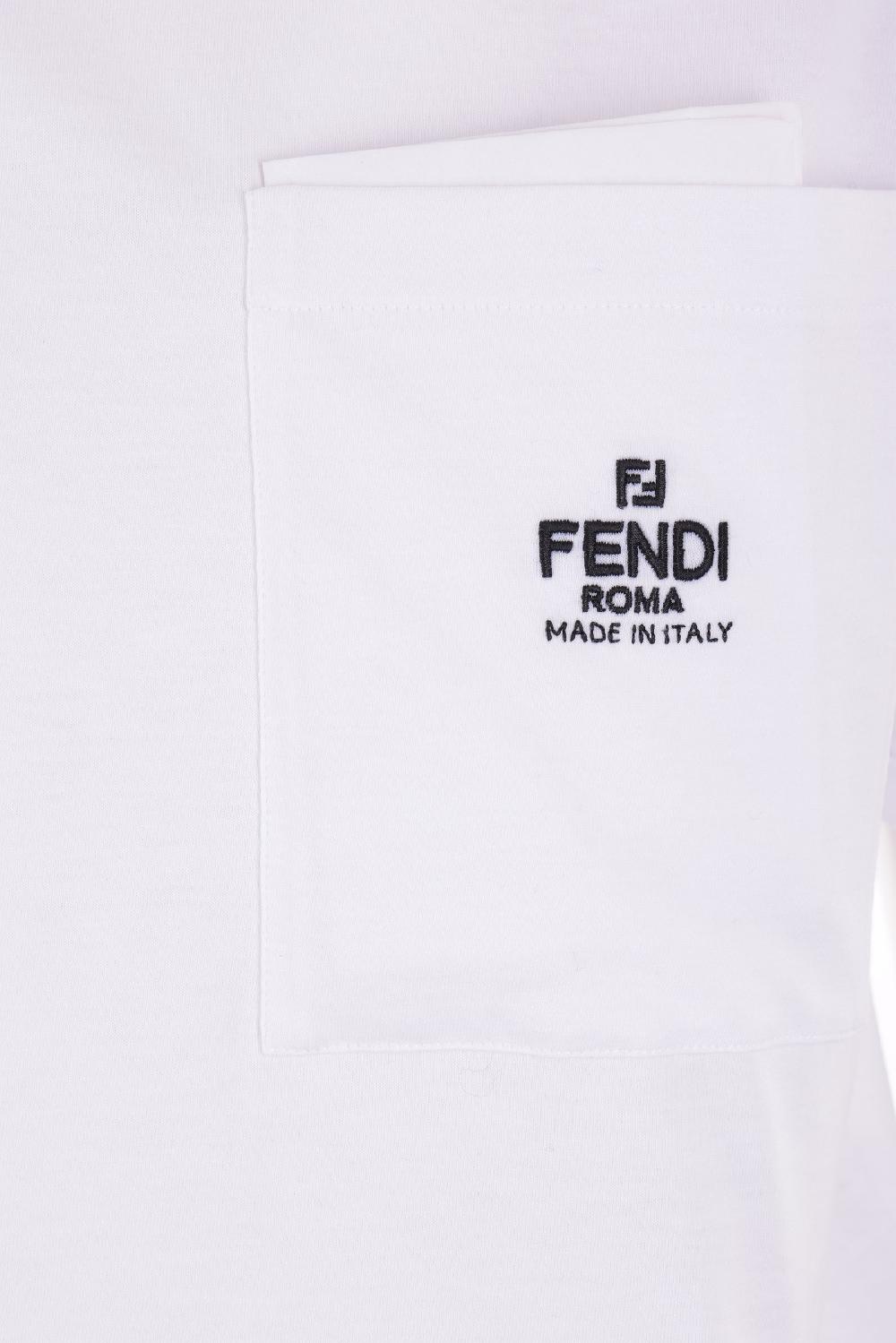 FENDI T-shirt Cropped In Cotone Ricamo Fendi Roma