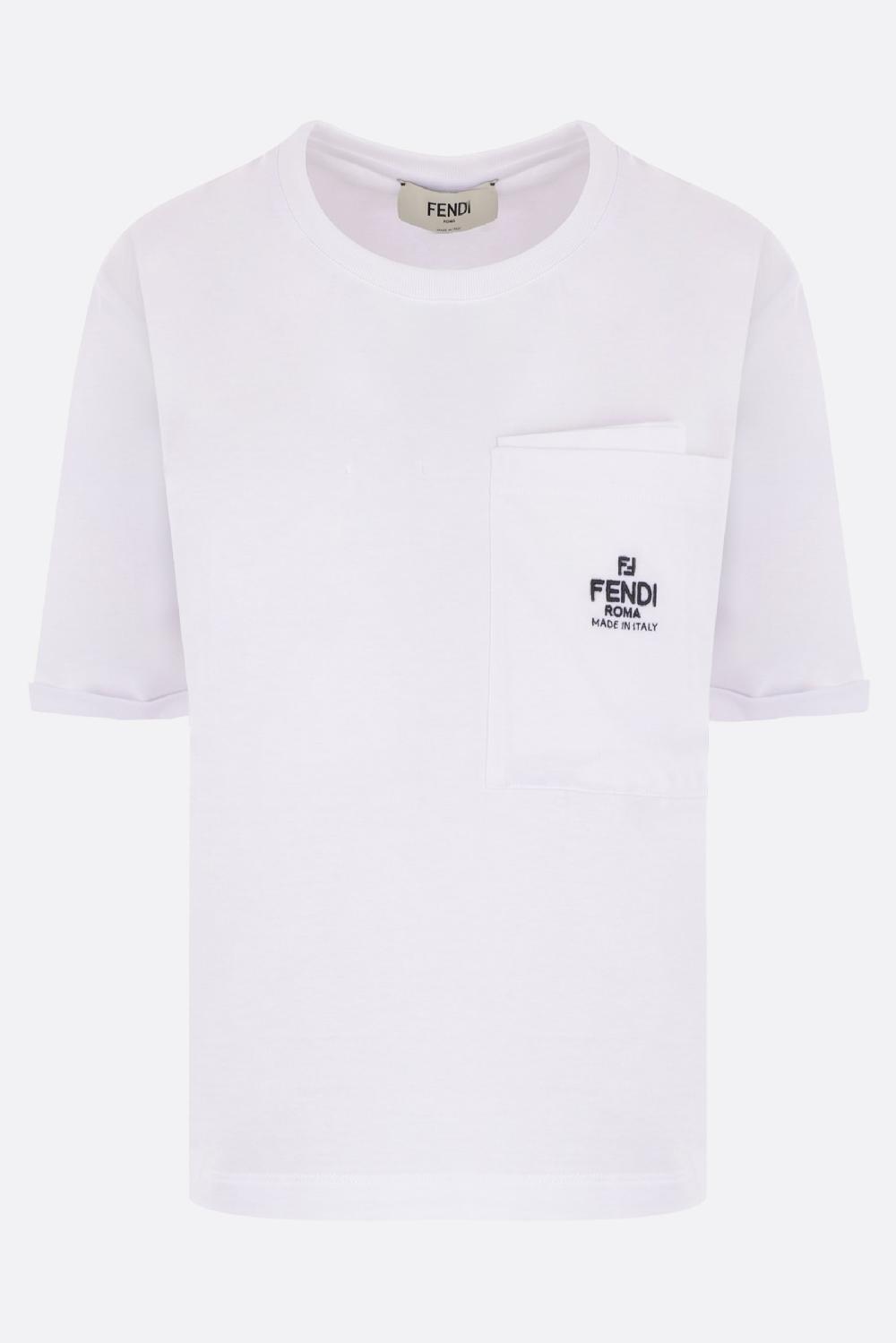 FENDI t-shirt cropped in cotone ricamo Fendi Roma