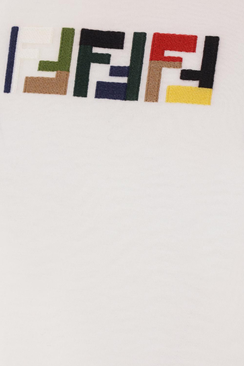 FENDI T-shirt In Cotone Ricamo Triple FF