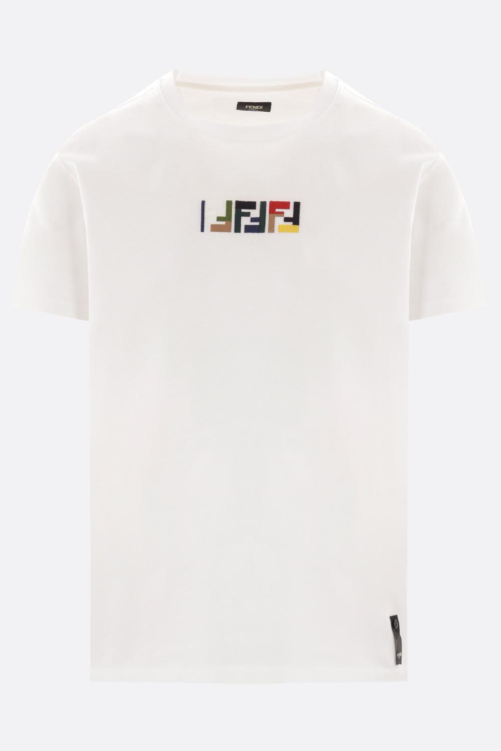 FENDI T-shirt In Cotone Ricamo Triple FF