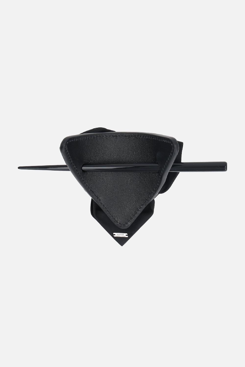 PRADA Fermaglio Per Capelli In Pelle Liscia E Re-Nylon