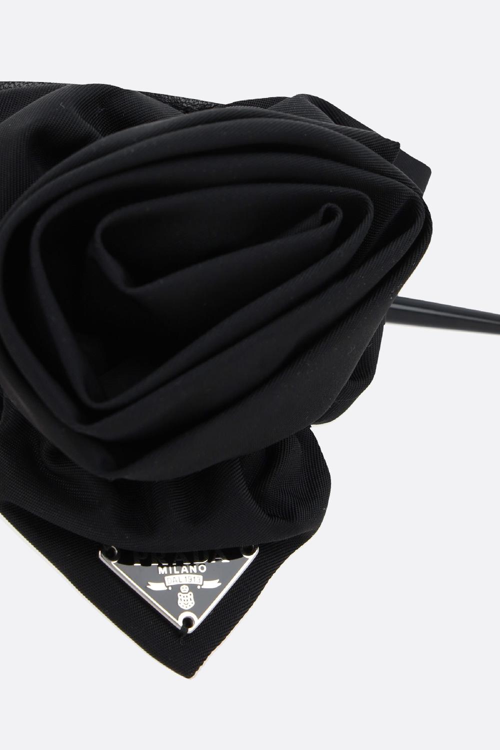 PRADA Fermaglio Per Capelli In Pelle Liscia E Re-Nylon