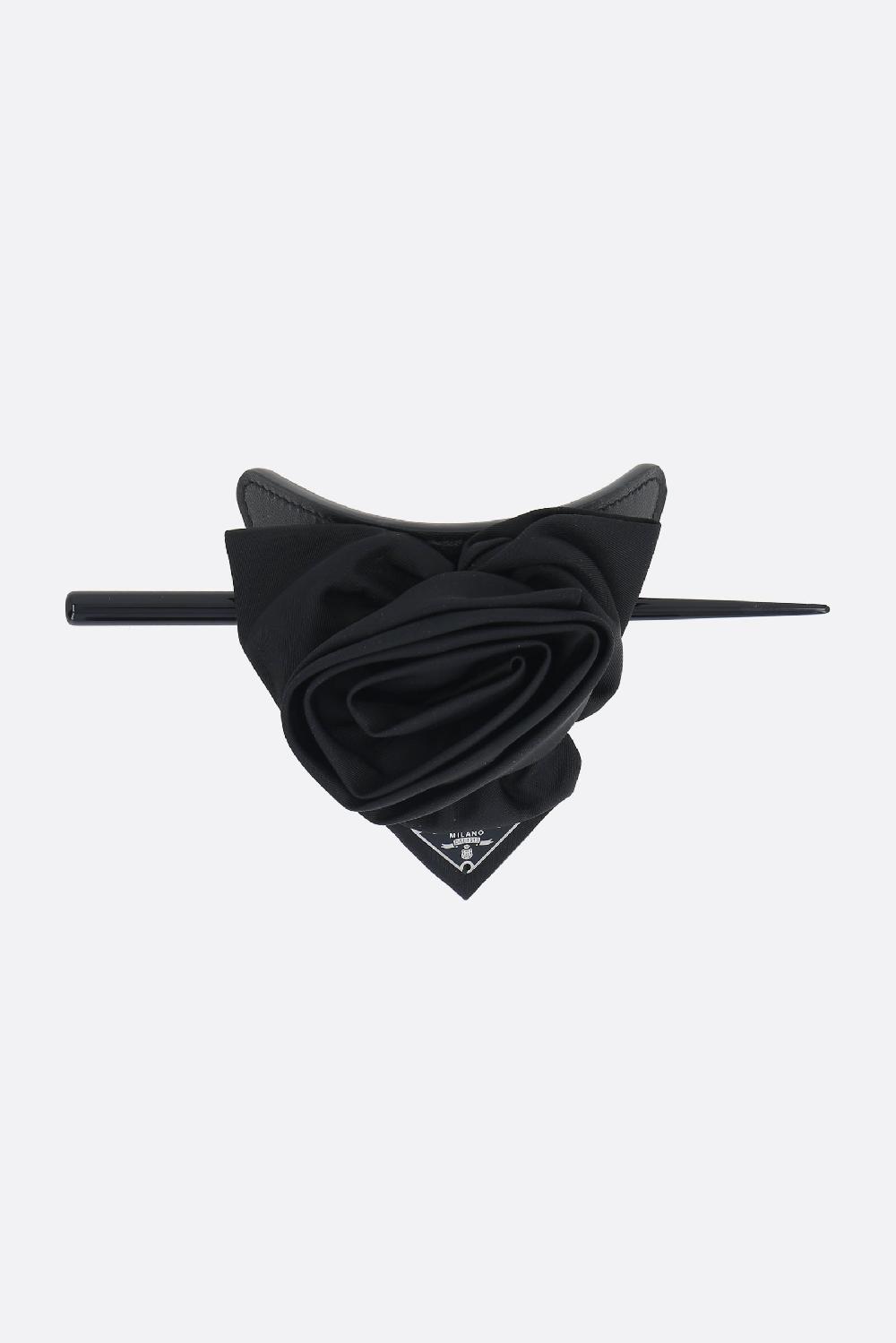 PRADA fermaglio per capelli in pelle liscia e Re-Nylon