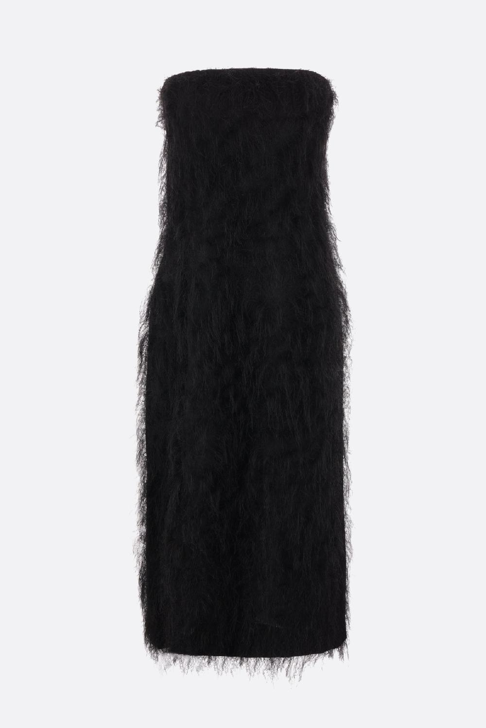 FERRAGAMO abito bustier in jacquard con frange