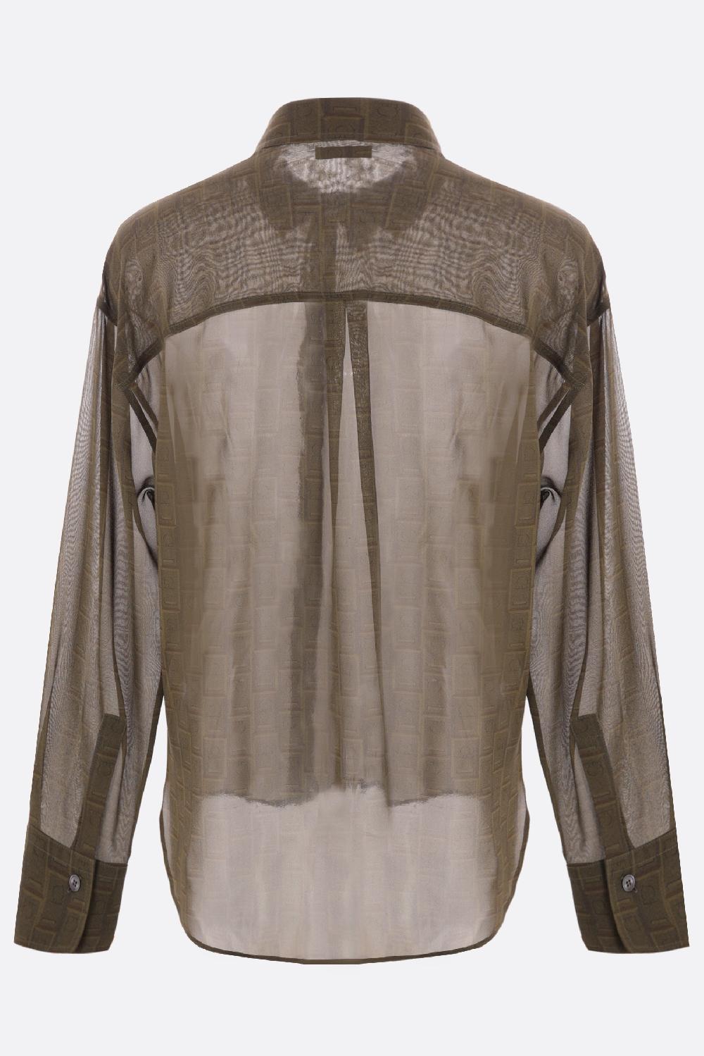 FERRAGAMO Camicia In Georgette Stampa Monogram
