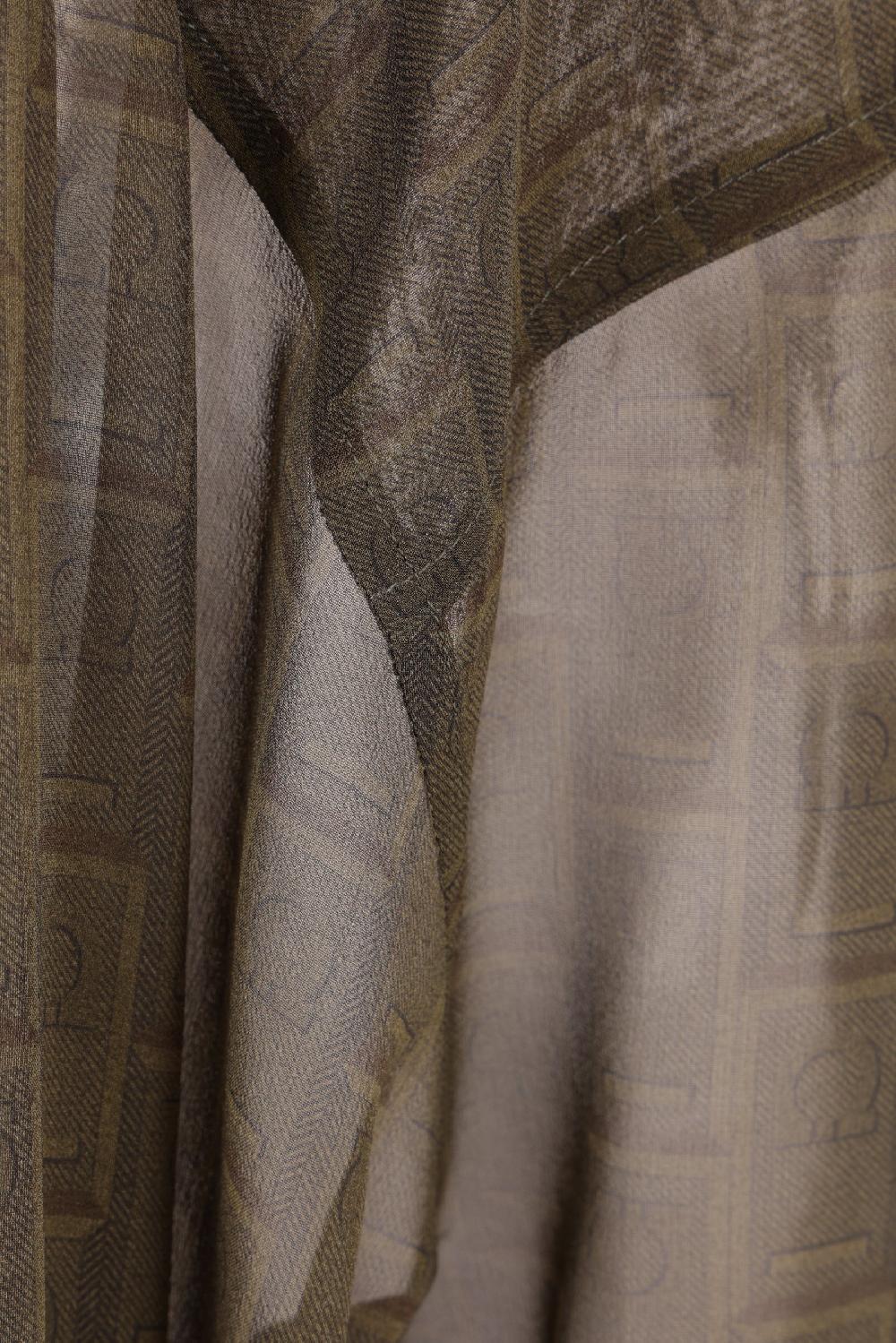 FERRAGAMO Camicia In Georgette Stampa Monogram