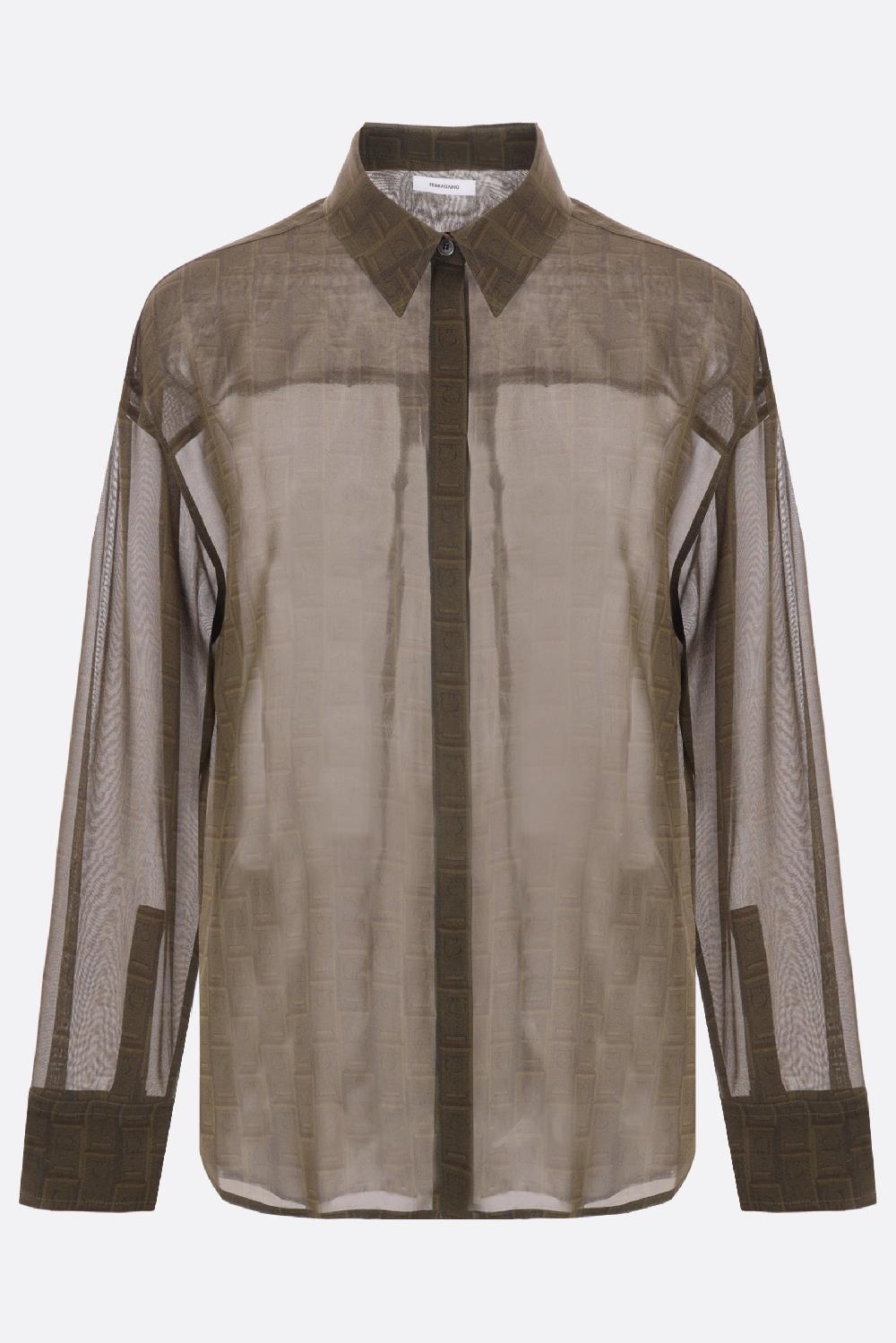 FERRAGAMO Camicia In Georgette Stampa Monogram