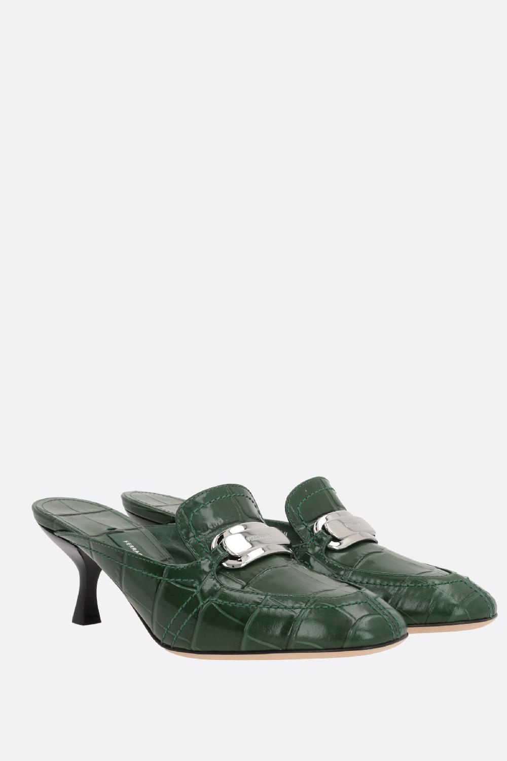 FERRAGAMO Mule Elodye In Pelle Stampa Coccodrillo