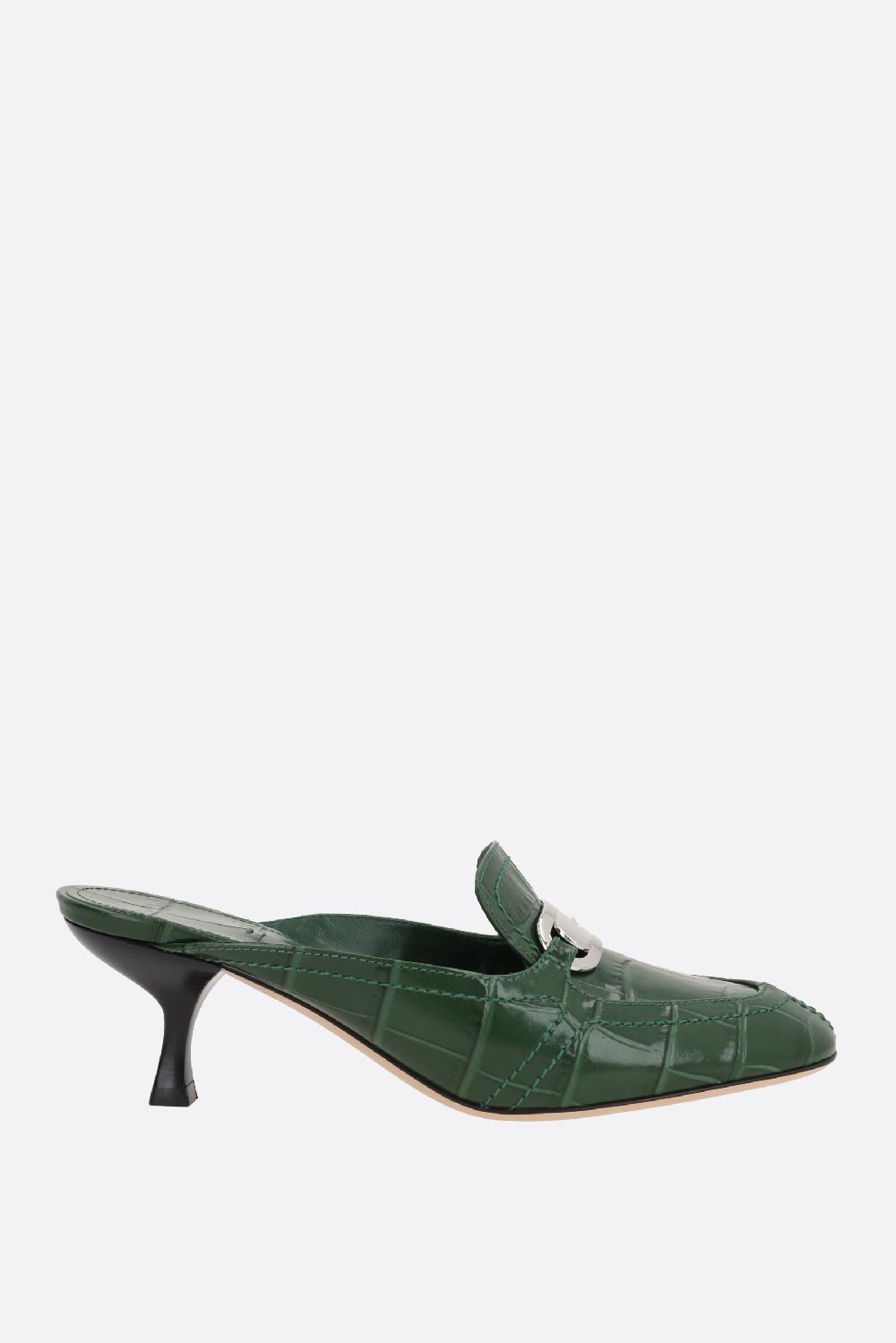 FERRAGAMO mule Elodye in pelle stampa coccodrillo