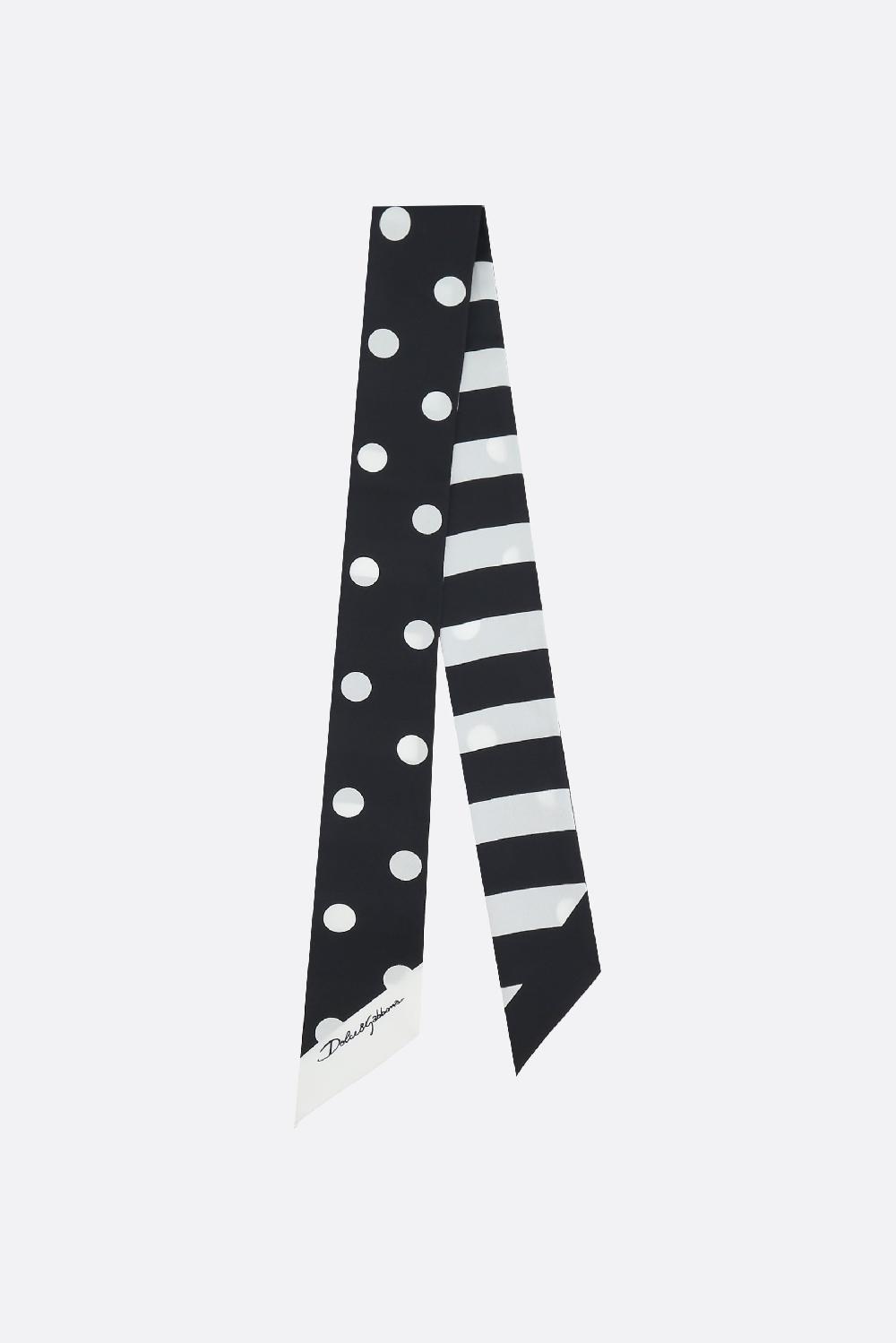 DOLCE & GABBANA foulard sottile in seta stampa pois e righe