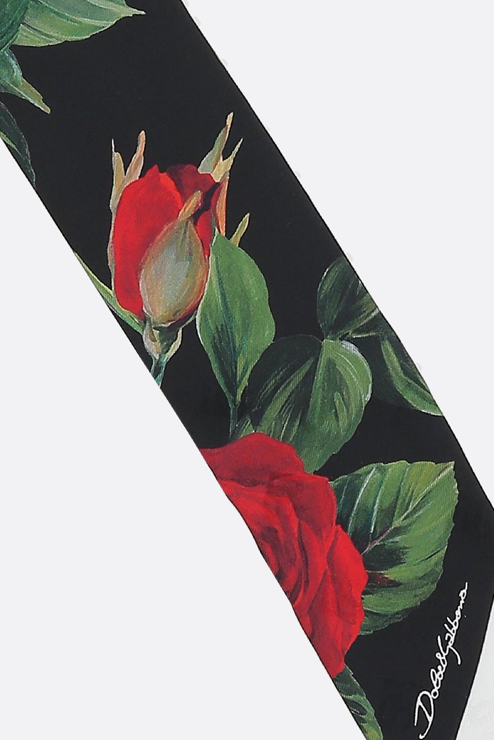 DOLCE & GABBANA Foulard Sottile In Seta Stampa Rose Rosse
