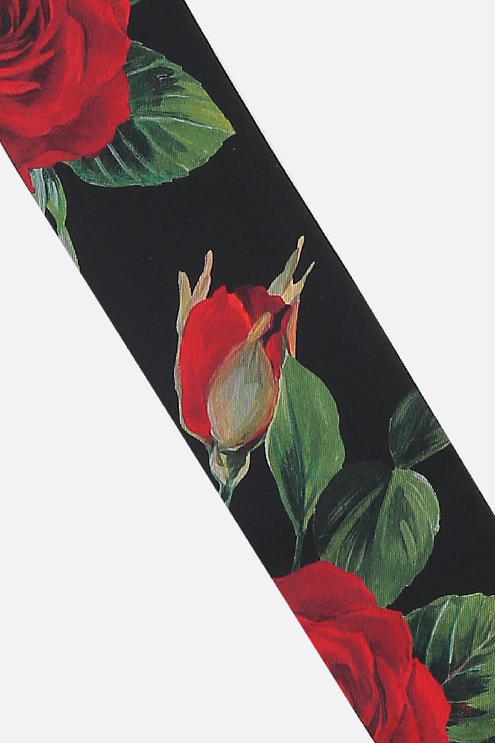 DOLCE & GABBANA Foulard Sottile In Seta Stampa Rose Rosse