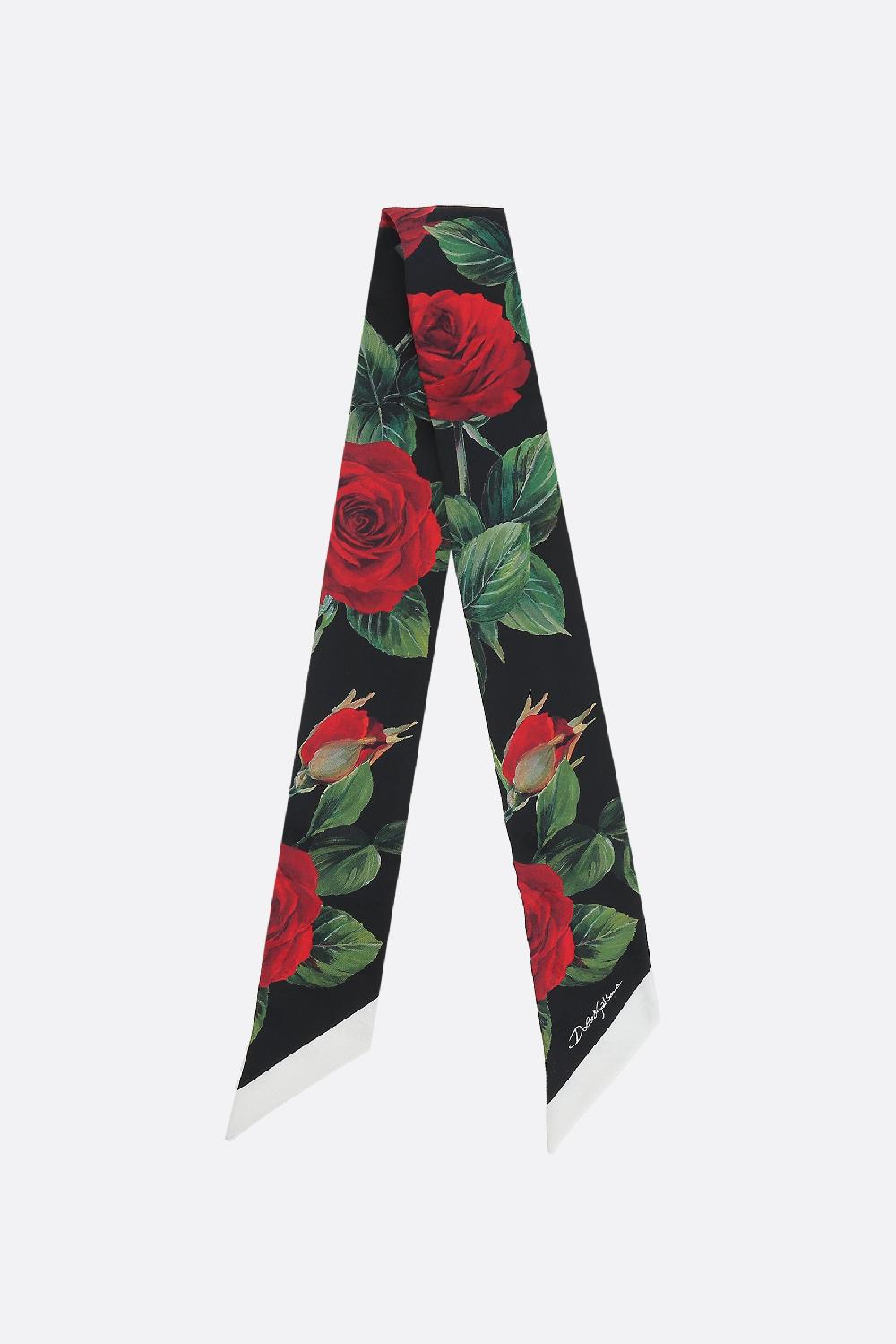 DOLCE & GABBANA foulard sottile in seta stampa Rose Rosse