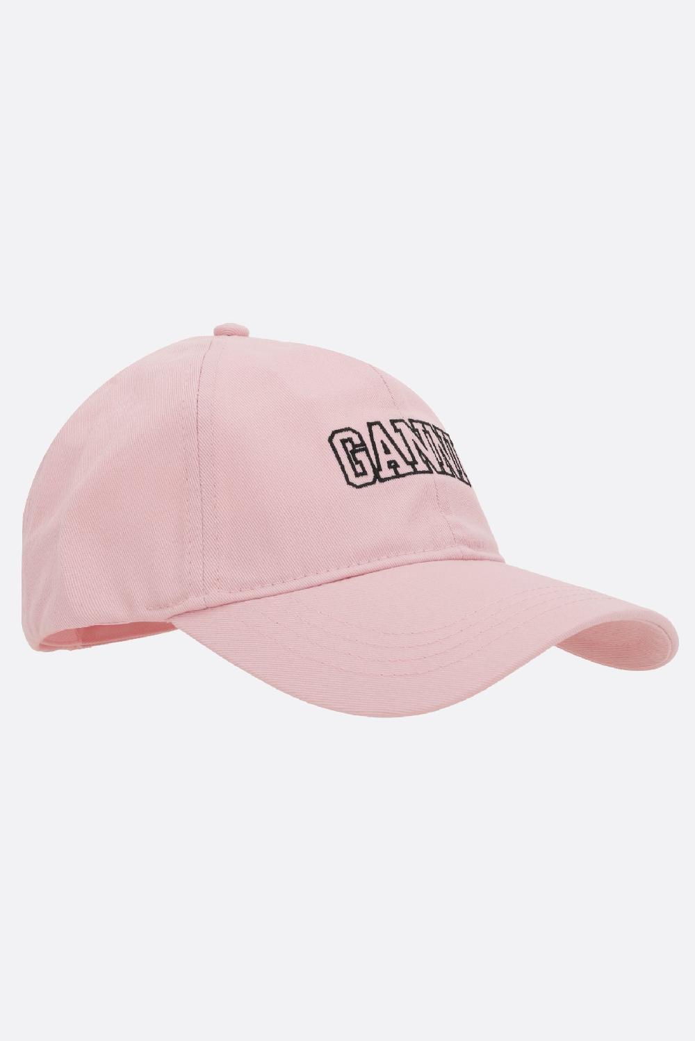 GANNI Cappello Baseball In Gabardine Ricamo Logo