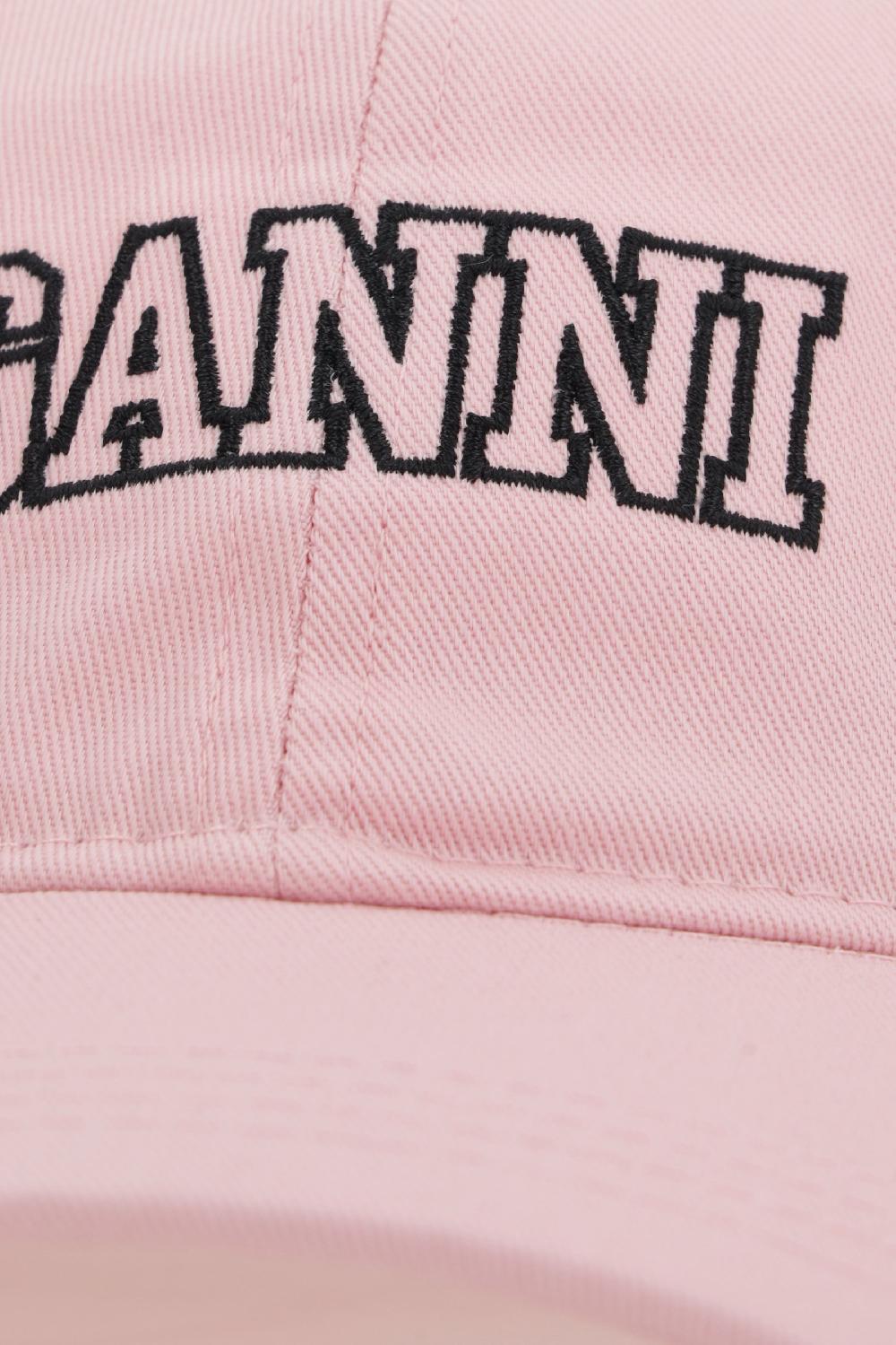 GANNI Cappello Baseball In Gabardine Ricamo Logo