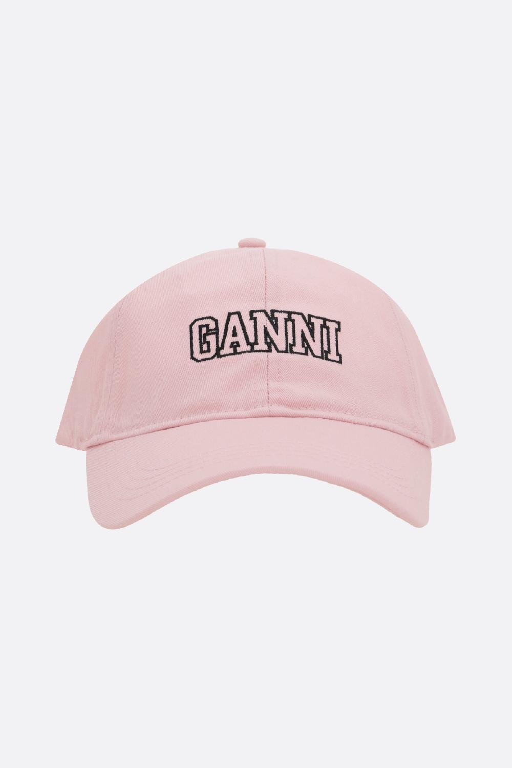 GANNI cappello baseball in gabardine ricamo logo