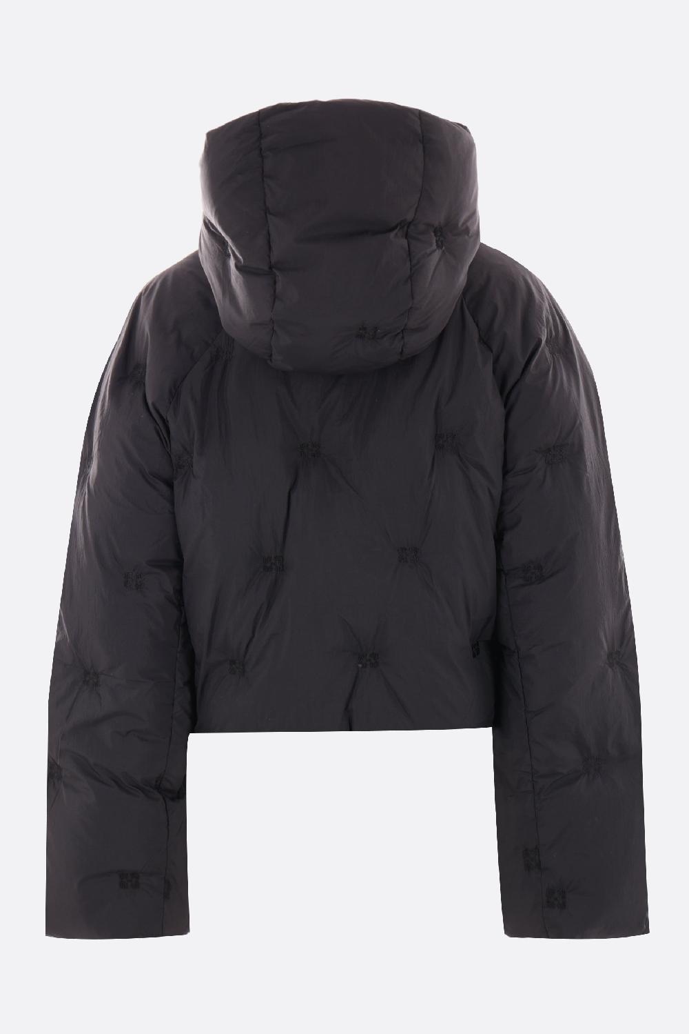 GANNI Piumino Cropped In Nylon Ricamo Logo