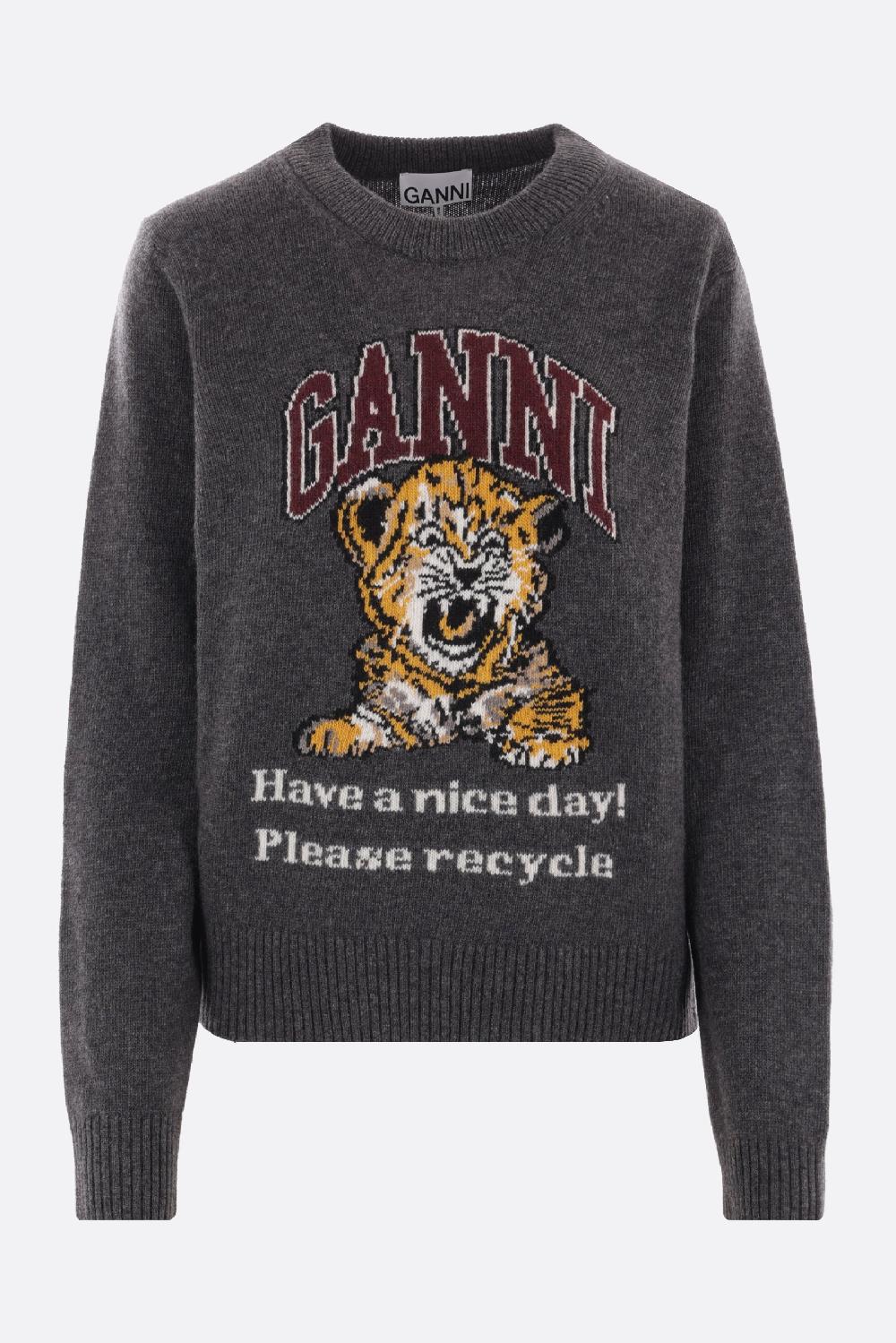 GANNI pullover Graphic Tiger in misto lana