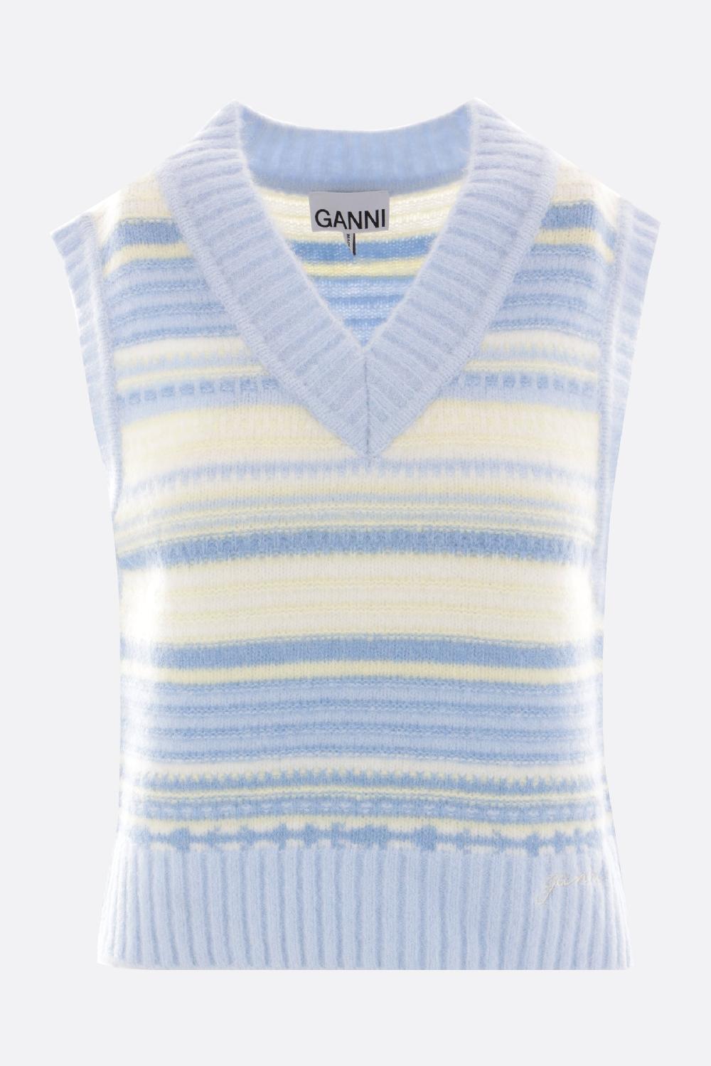 GANNI pullover smanicato in misto alpaca e lana