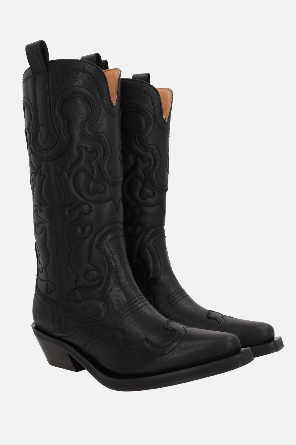 GANNI Stivale Texano In Pelle Ricamata