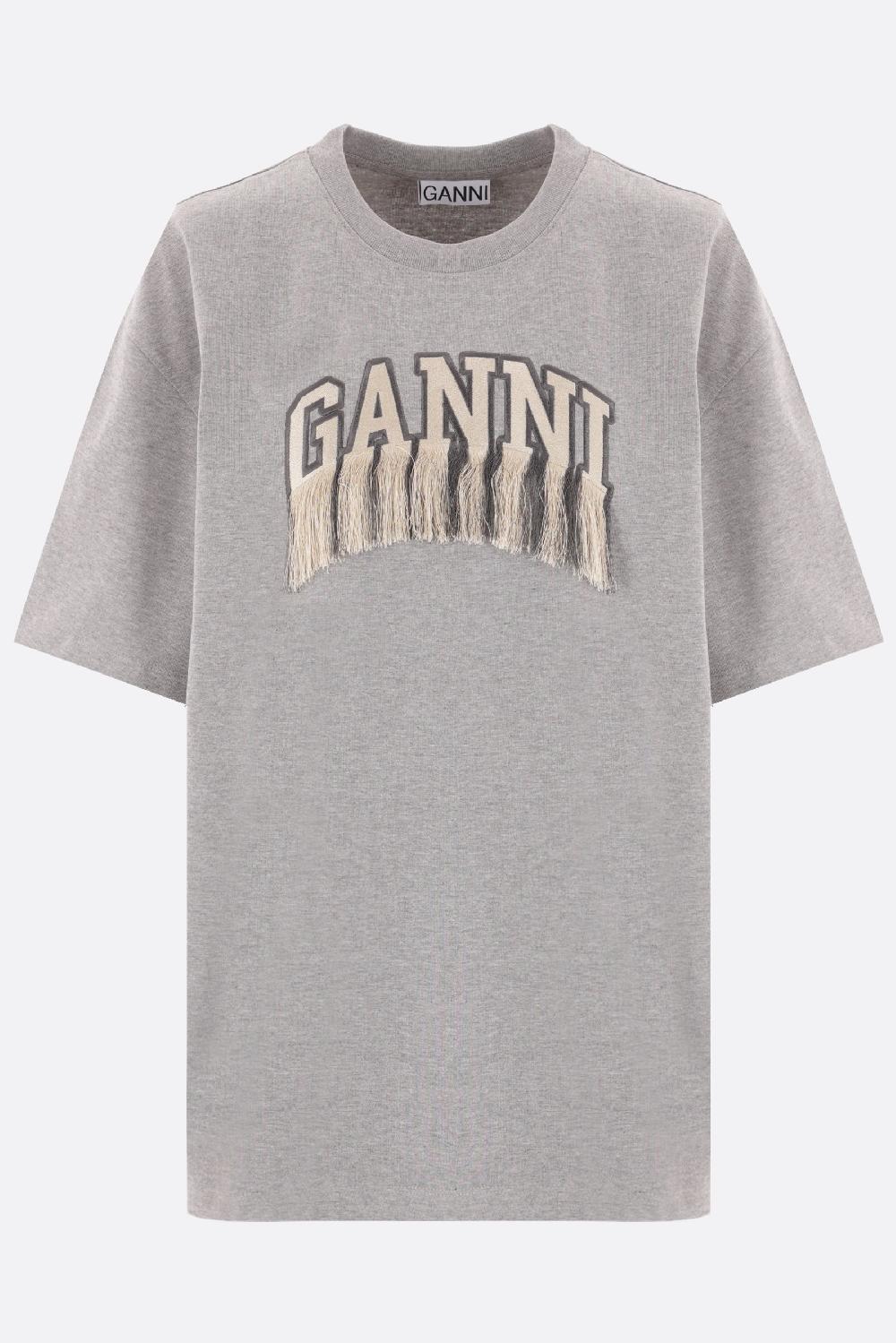 GANNI t-shirt in cotone ricamo logo