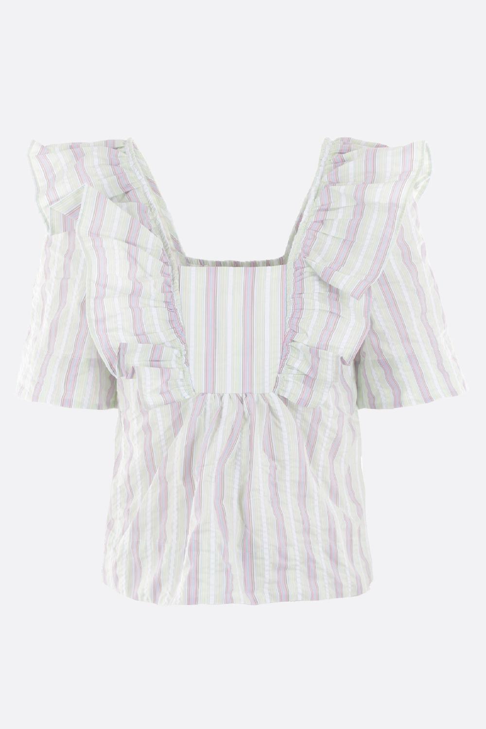 GANNI top in cotone seersucker