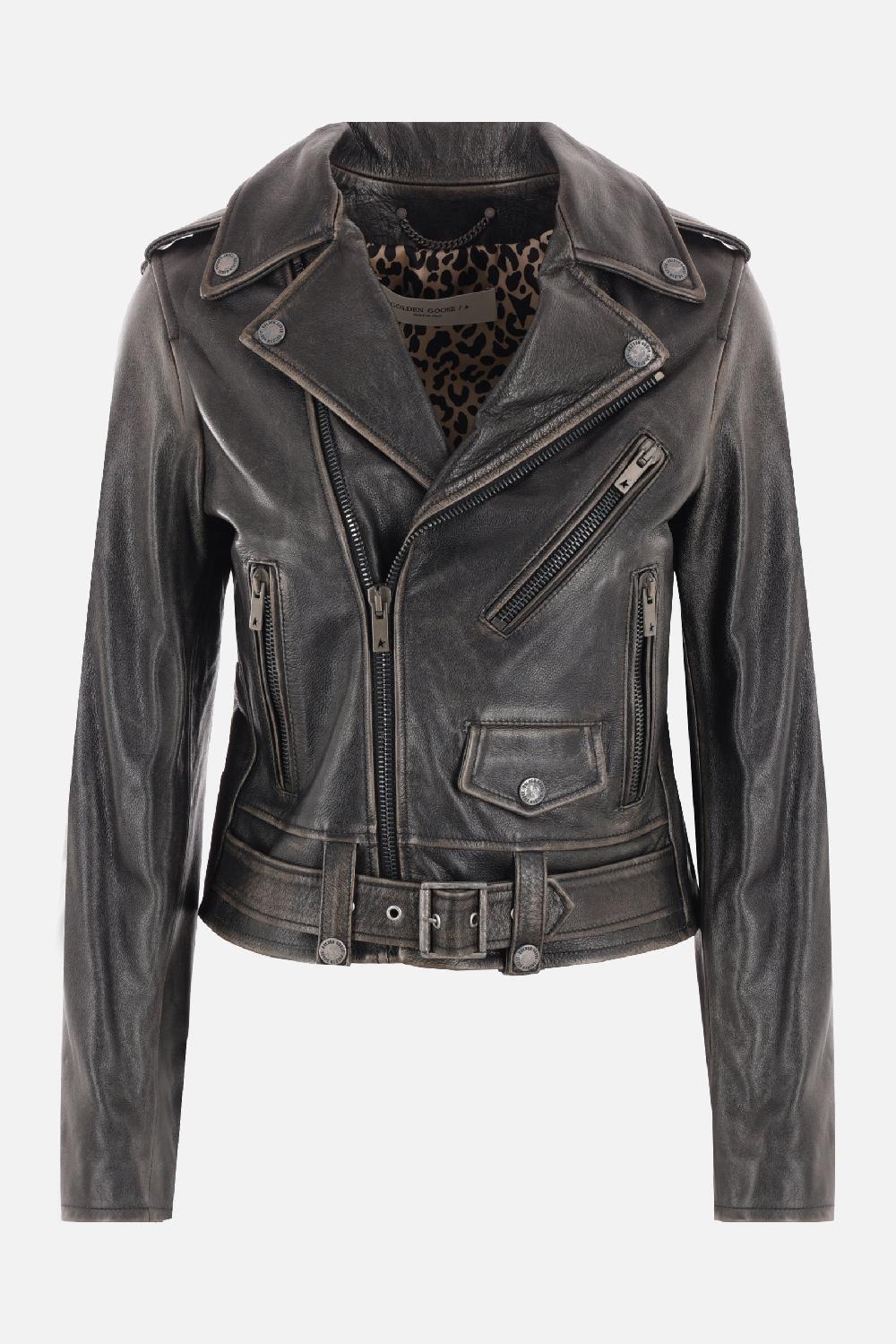 GOLDEN GOOSE DELUXE BRAND giacca biker Destiny in pelle vintage