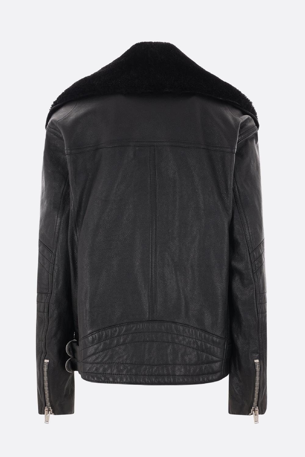SAINT LAURENT Giacca Biker In Pelle Vintage E Shearling