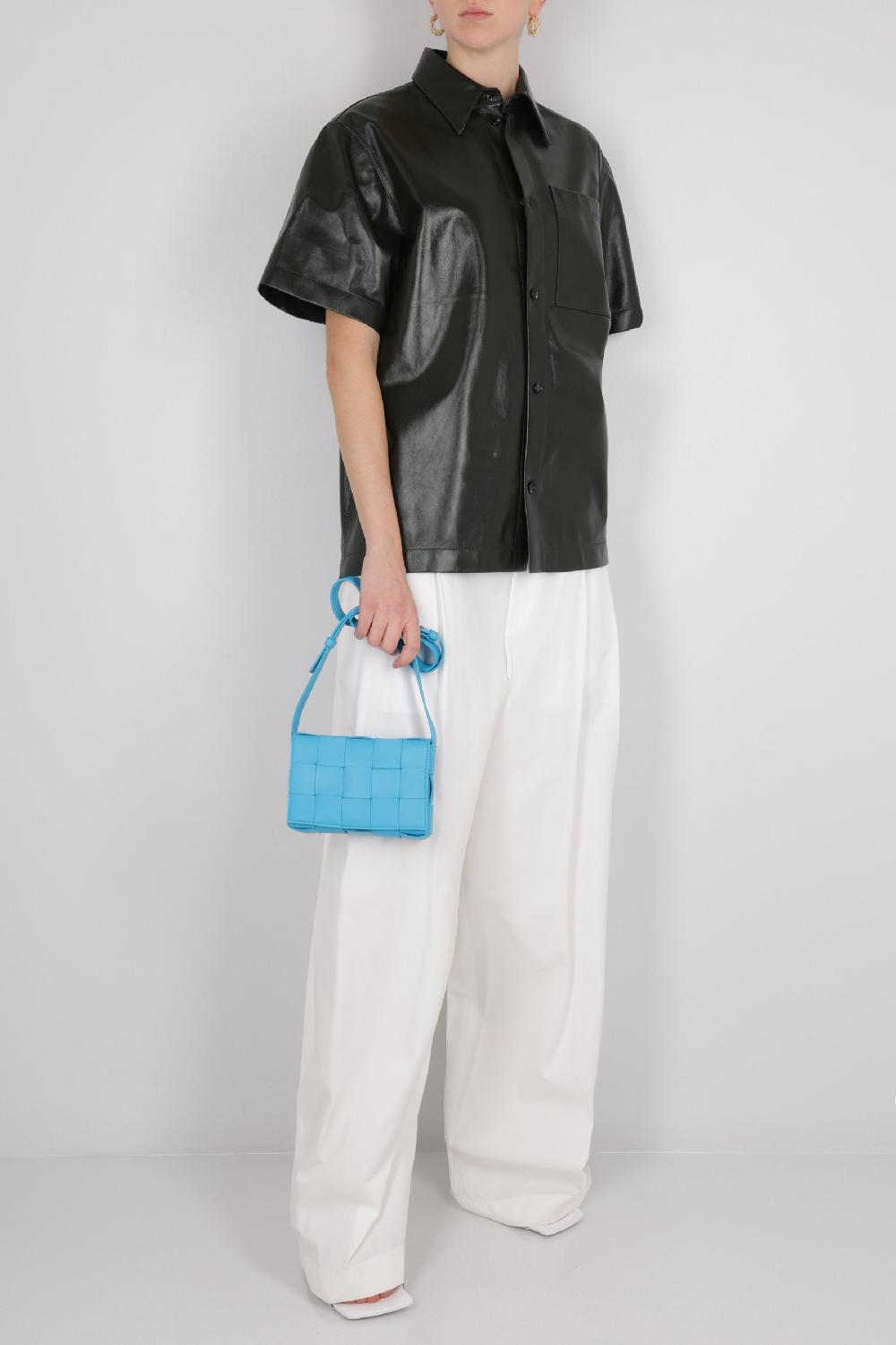 BOTTEGA VENETA Giacca-camicia A Maniche Corte In Pelle Lucida