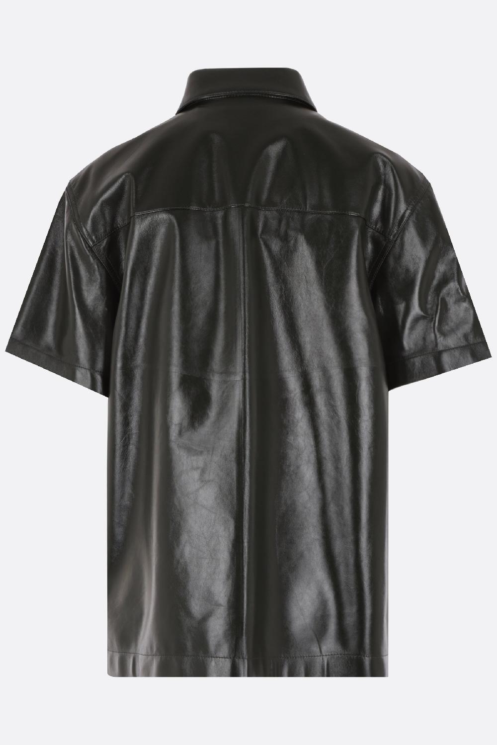 BOTTEGA VENETA Giacca-camicia A Maniche Corte In Pelle Lucida