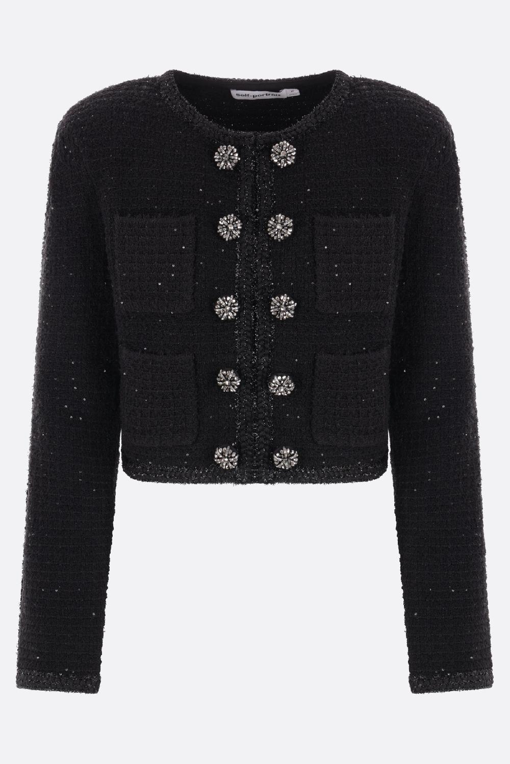 SELF PORTRAIT giacca cropped in maglia texturizzata