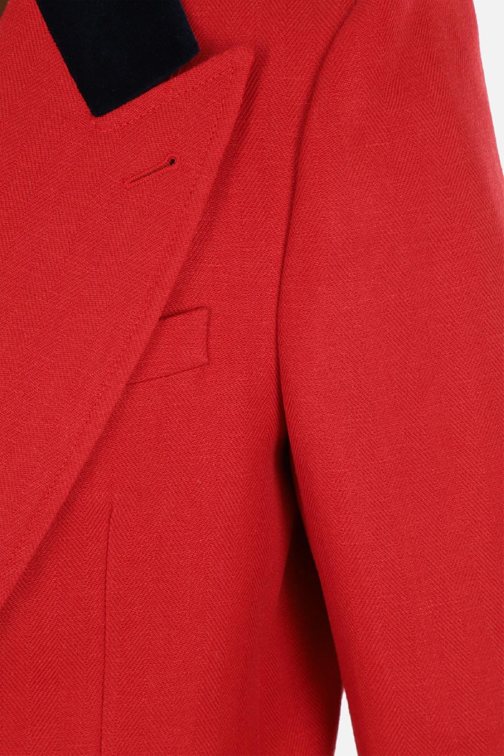 GUCCI Giacca Doppiopetto In Lana A Motivo Spigato E Velluto