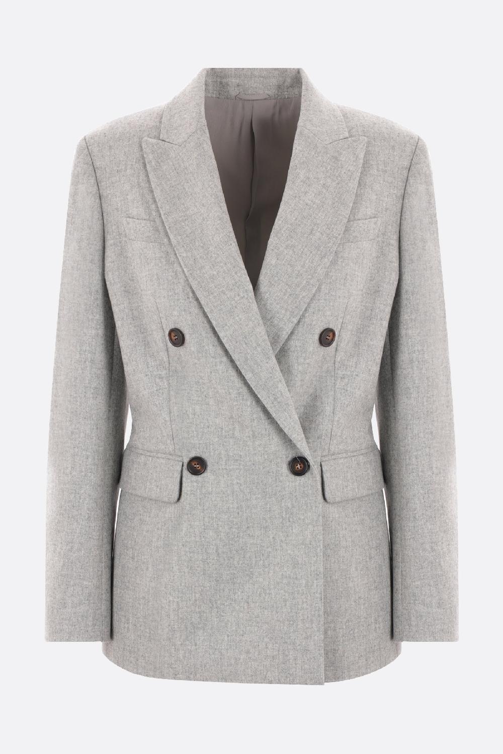 BRUNELLO CUCINELLI giacca doppiopetto in lana con monile