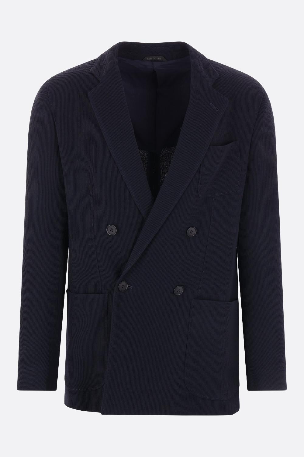 GIORGIO ARMANI giacca doppiopetto in lana tecnica a costine