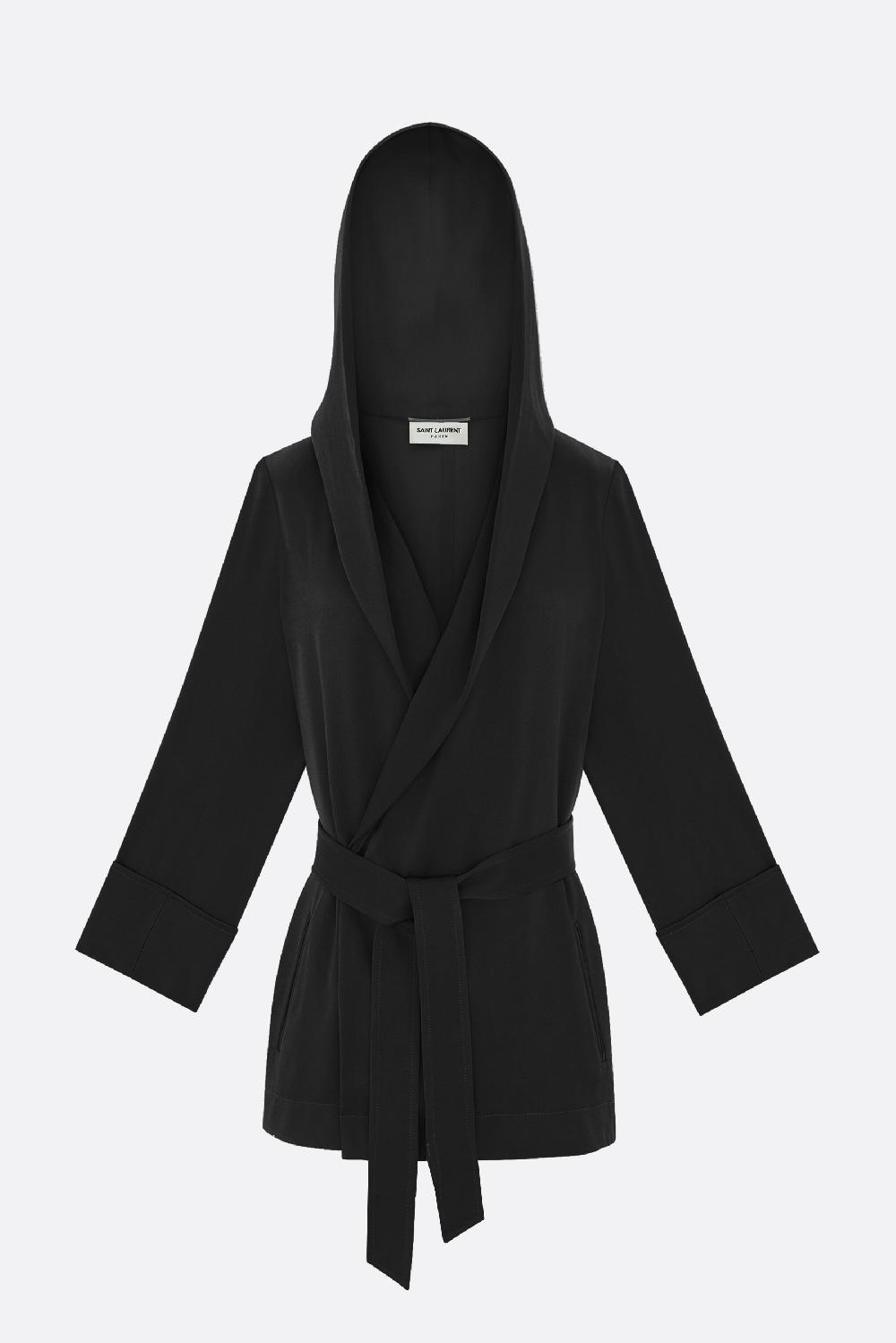 SAINT LAURENT giacca in crepe envers satin con cappuccio