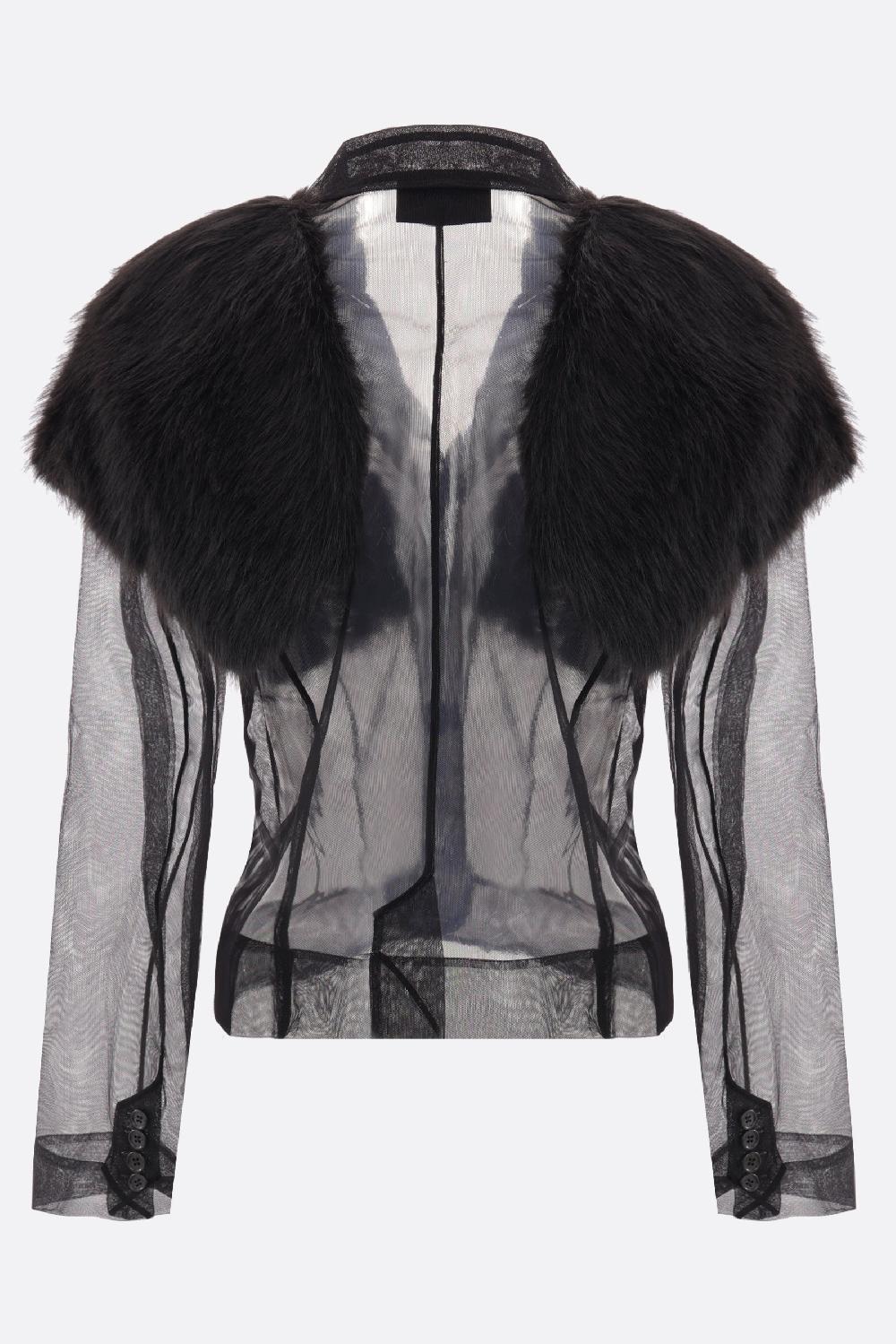 SIMONE ROCHA Giacca In Tulle Trasparente Ed Ecopelliccia