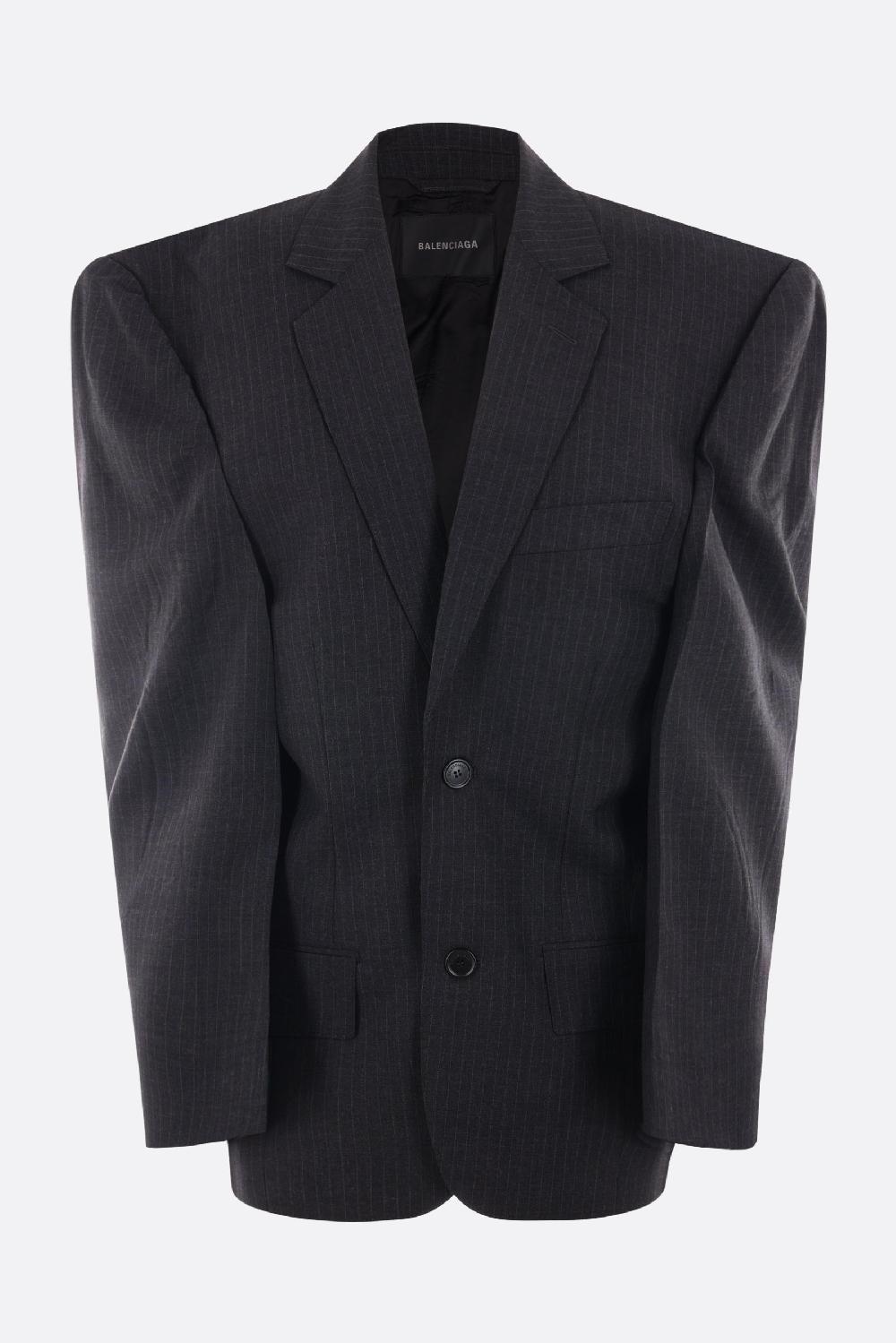 BALENCIAGA giacca monopetto Cut Away Boxy in lana gessata