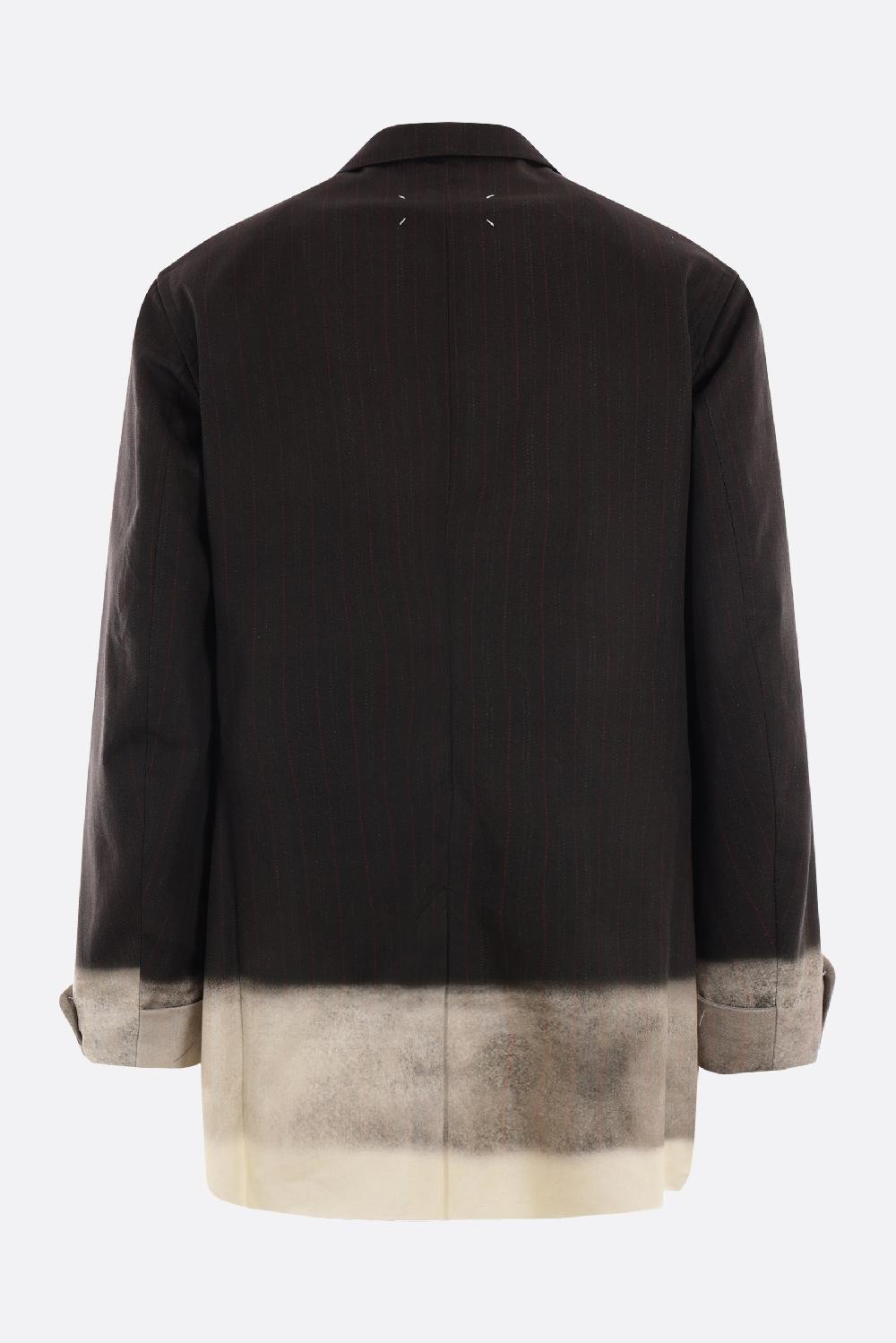 MAISON MARGIELA Giacca Monopetto In Cotone Gessato Trompe L'oeil