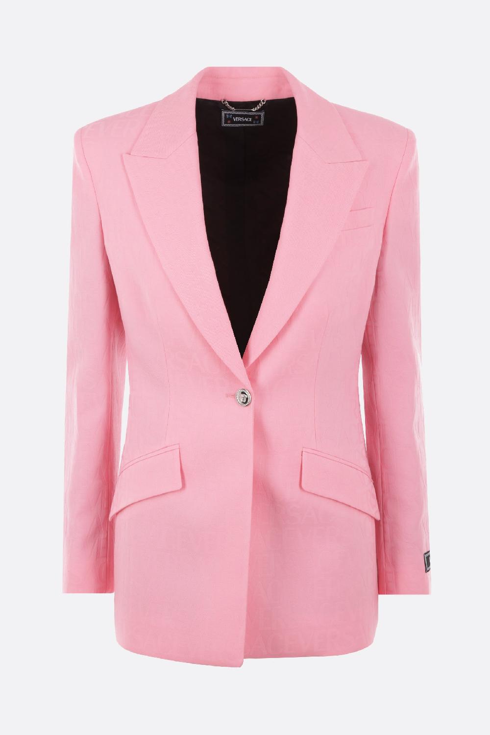 VERSACE giacca monopetto in lana jacquard Versace Allover