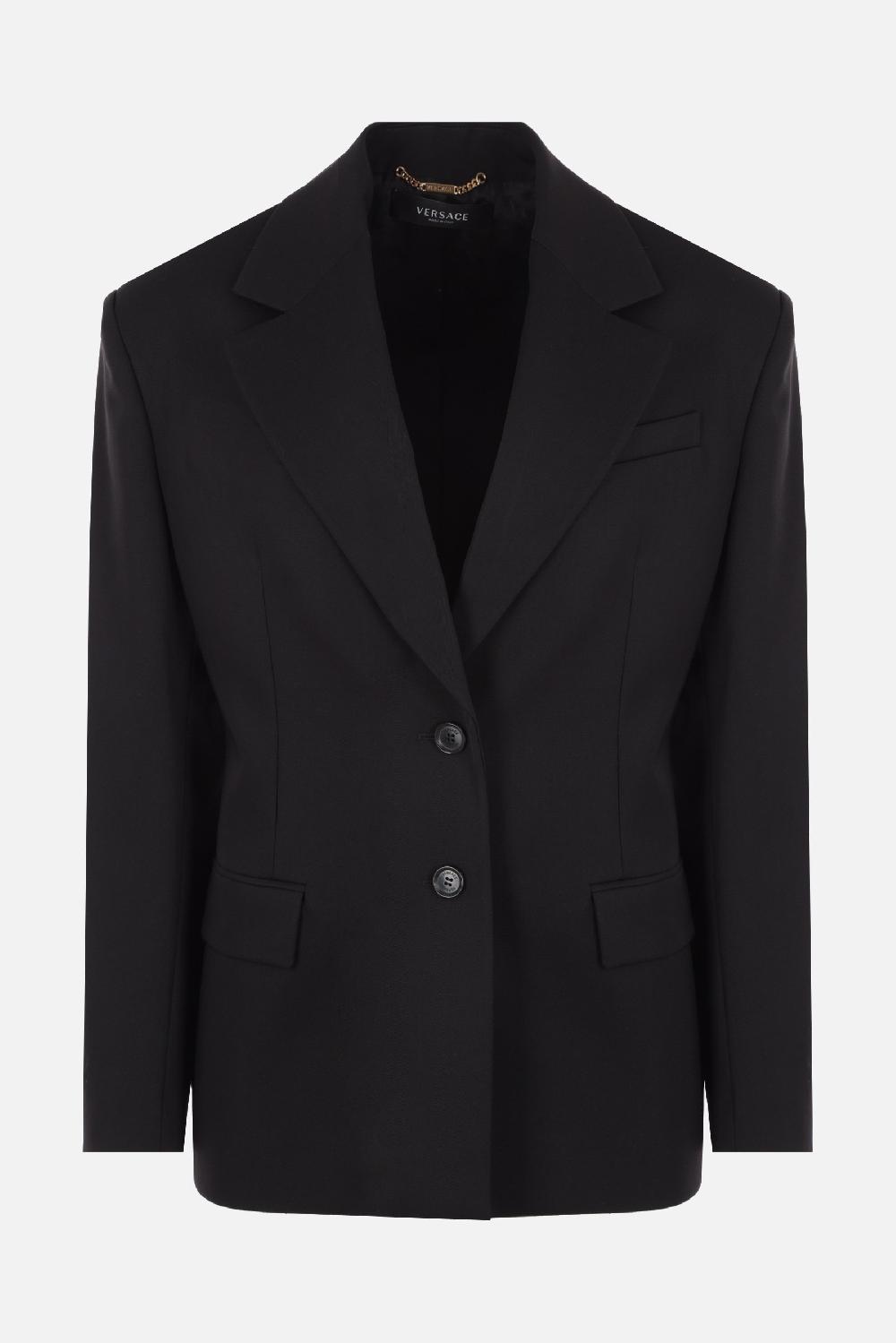 VERSACE giacca monopetto oversize in gabardine di lana