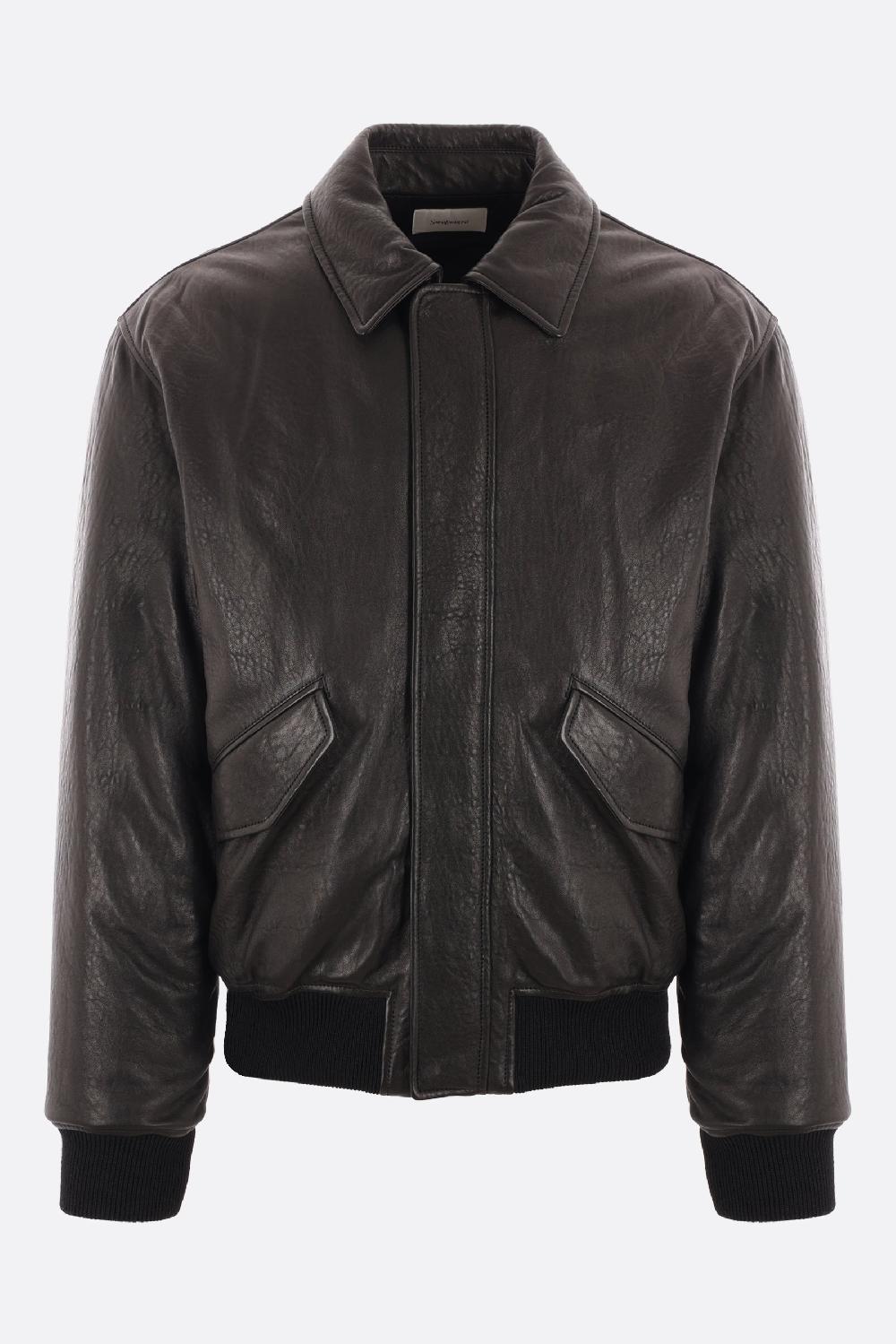 SAINT LAURENT giubbotto bomber imbottito in nappa martellata