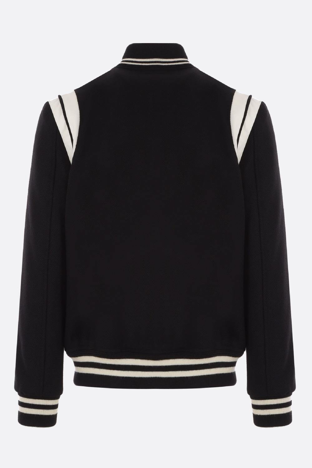 SAINT LAURENT Giubbotto Bomber Teddy In Lana Con Dettagli In Pelle