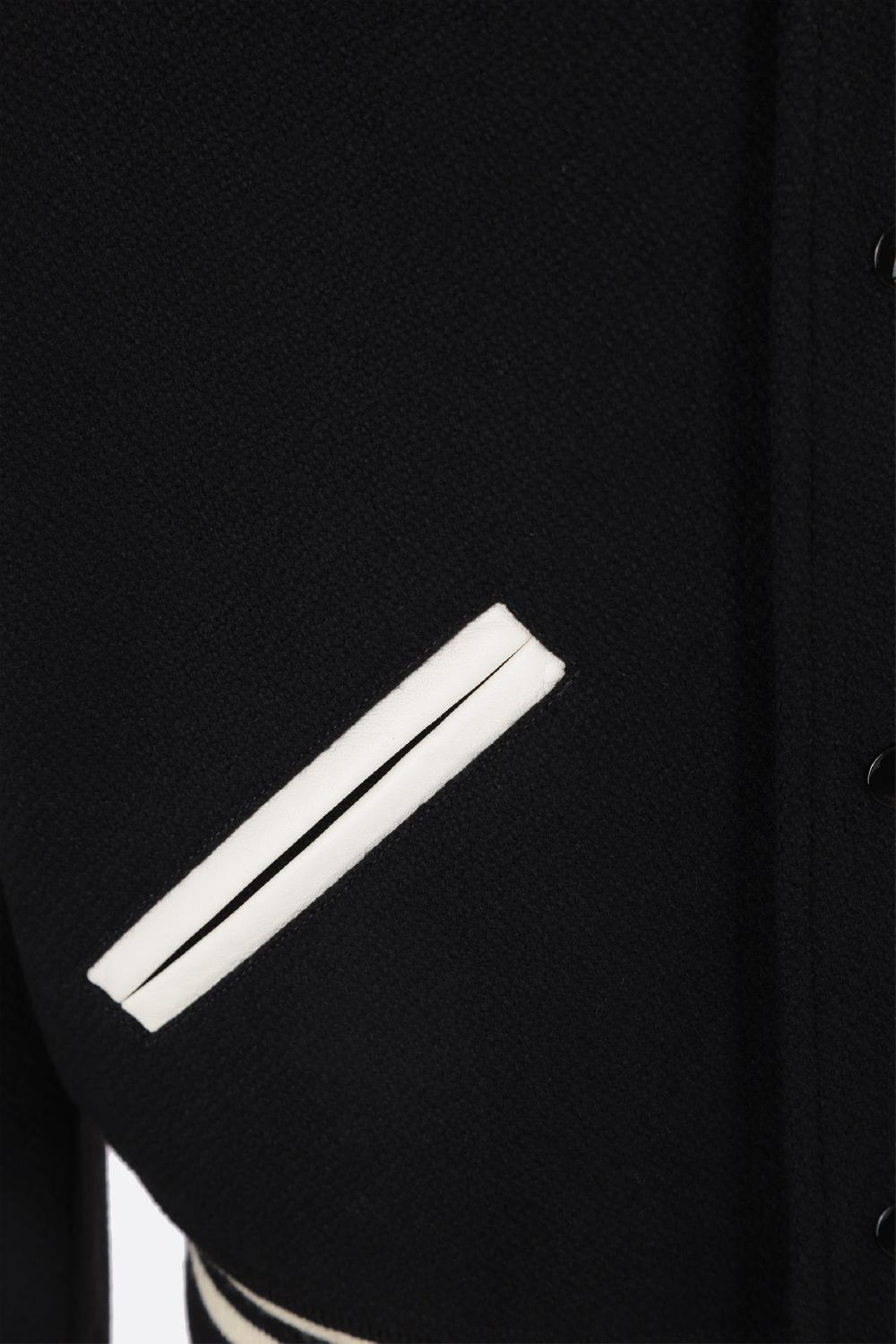 SAINT LAURENT Giubbotto Bomber Teddy In Lana Con Dettagli In Pelle